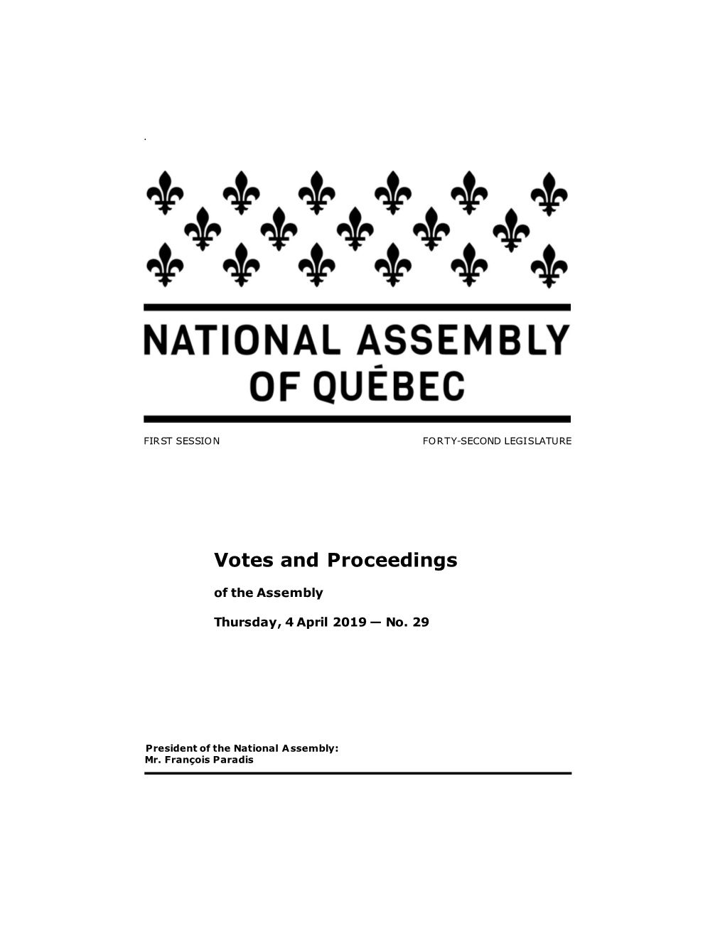 Votes and Proceedings of the Assembly