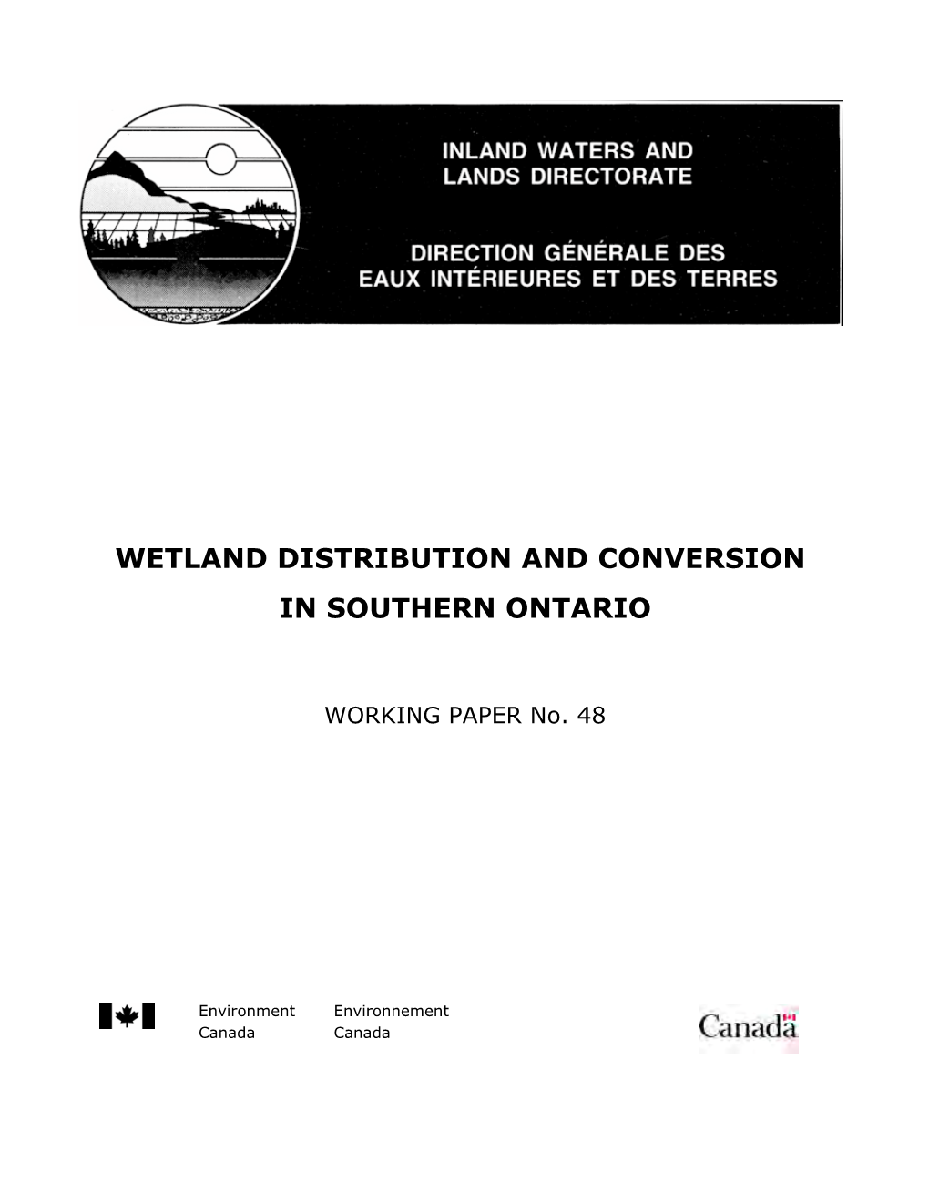 Wetland Distribution and Conversion in Southern Ontario