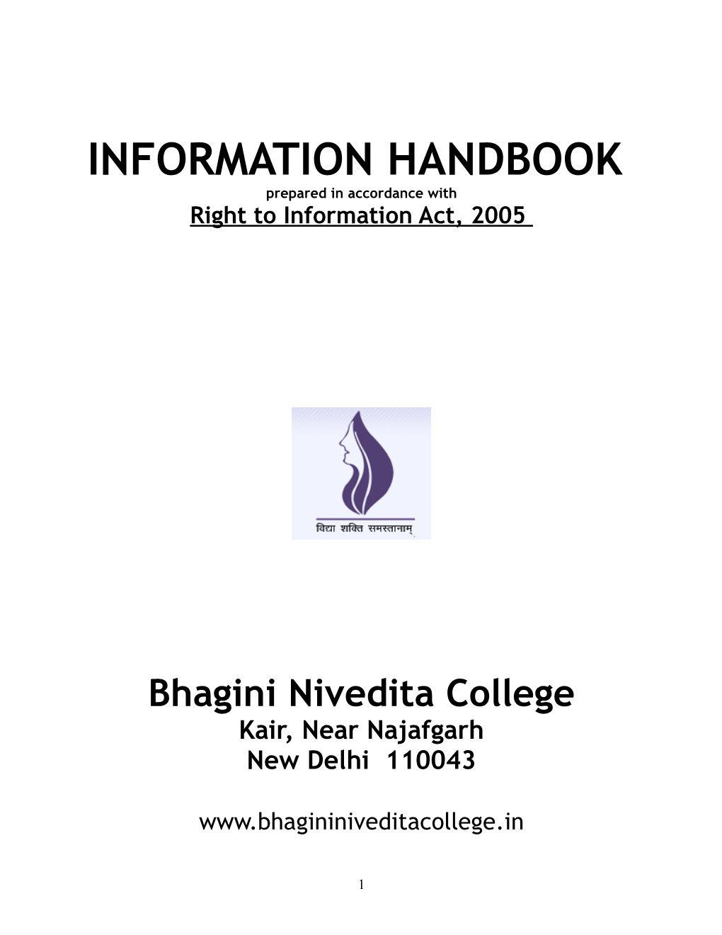 INFORMATION HANDBOOK Prepared in Accordance with Right to Information Act, 2005