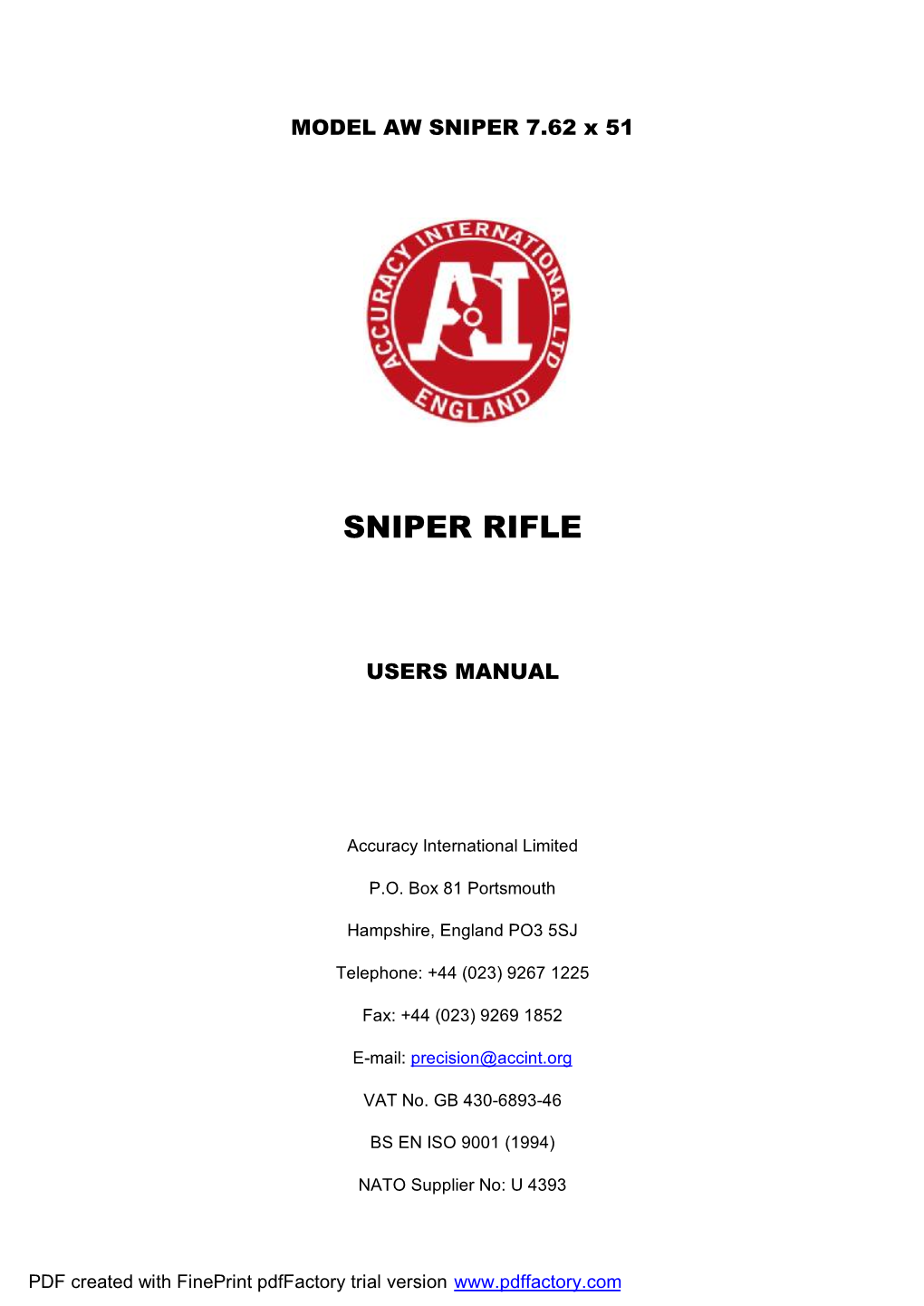 Accuracy International AW Sniper Manual
