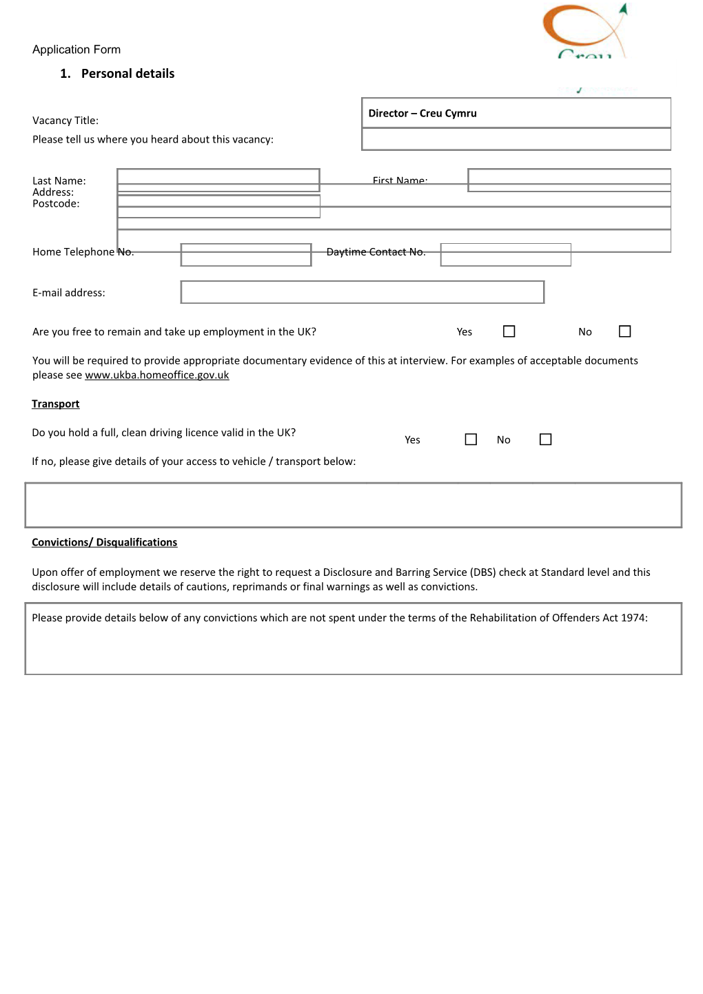 Job Application Form Template s16