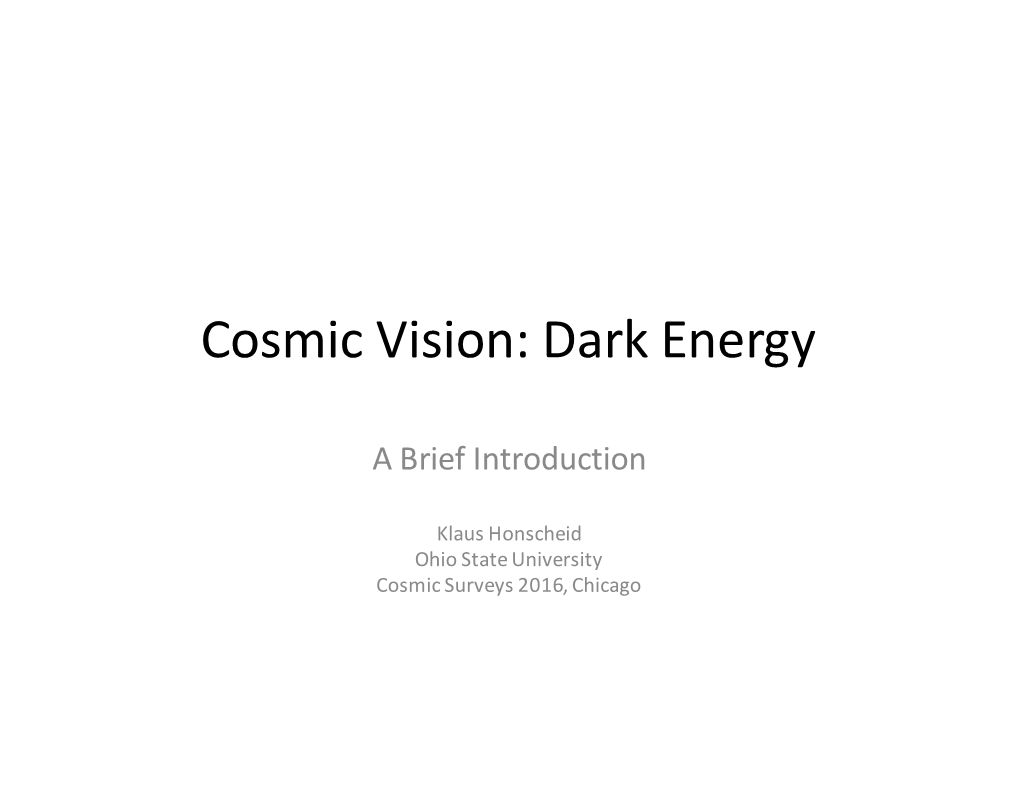 Cosmic Vision: Dark Energy