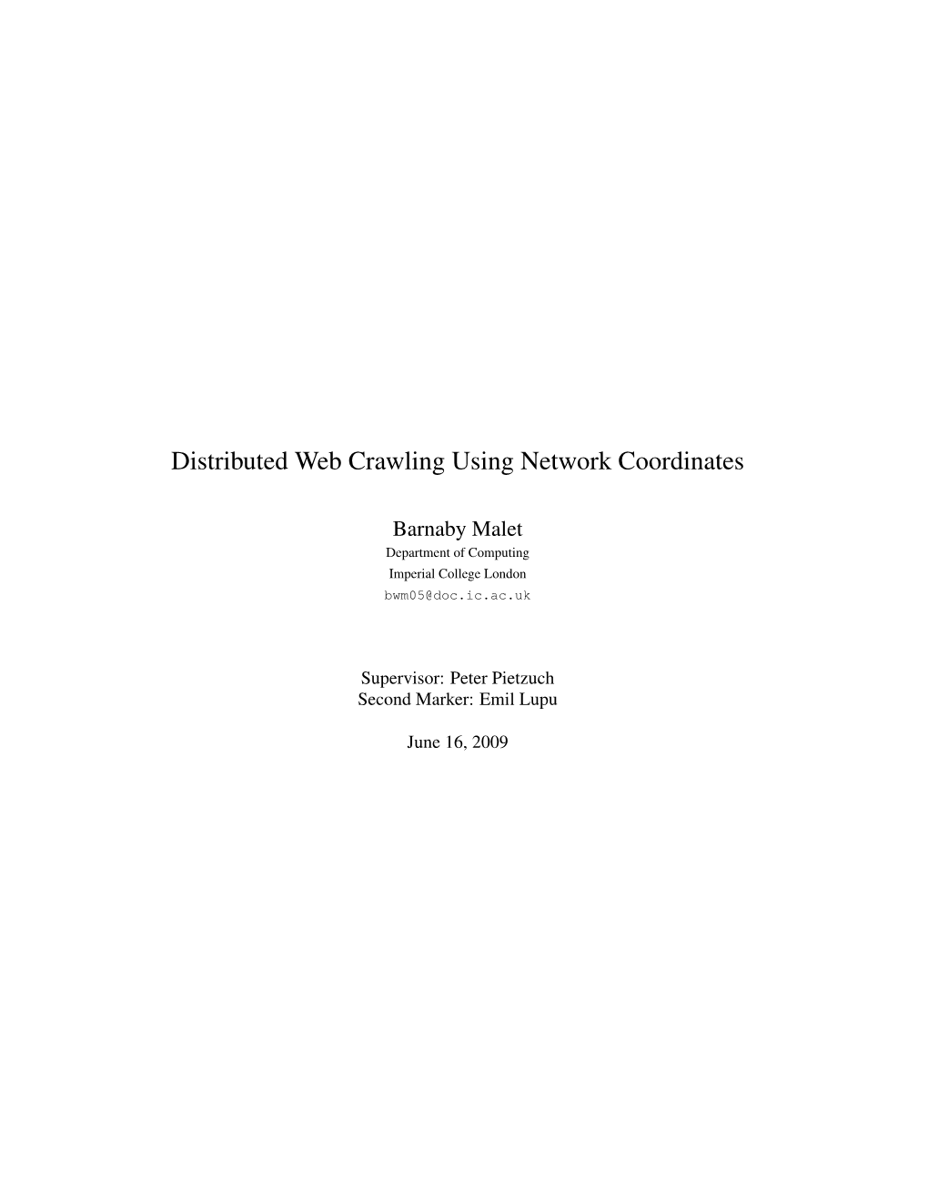 Distributed Web Crawling Using Network Coordinates