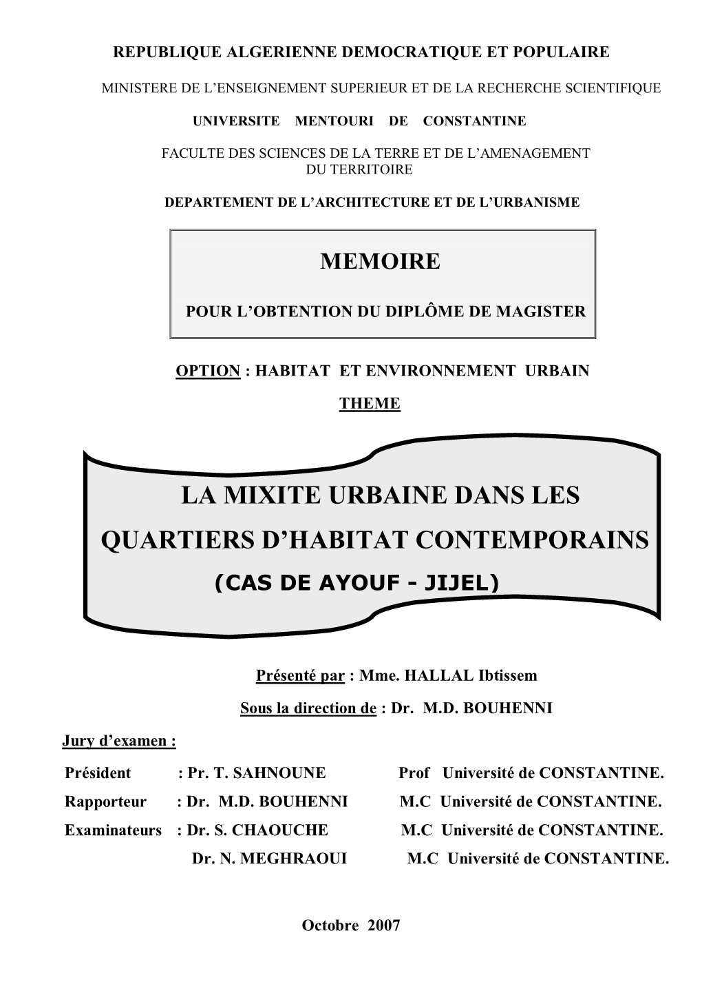 La Mixite Urbaine Dans Les Quartiers D'habitat Contemporains