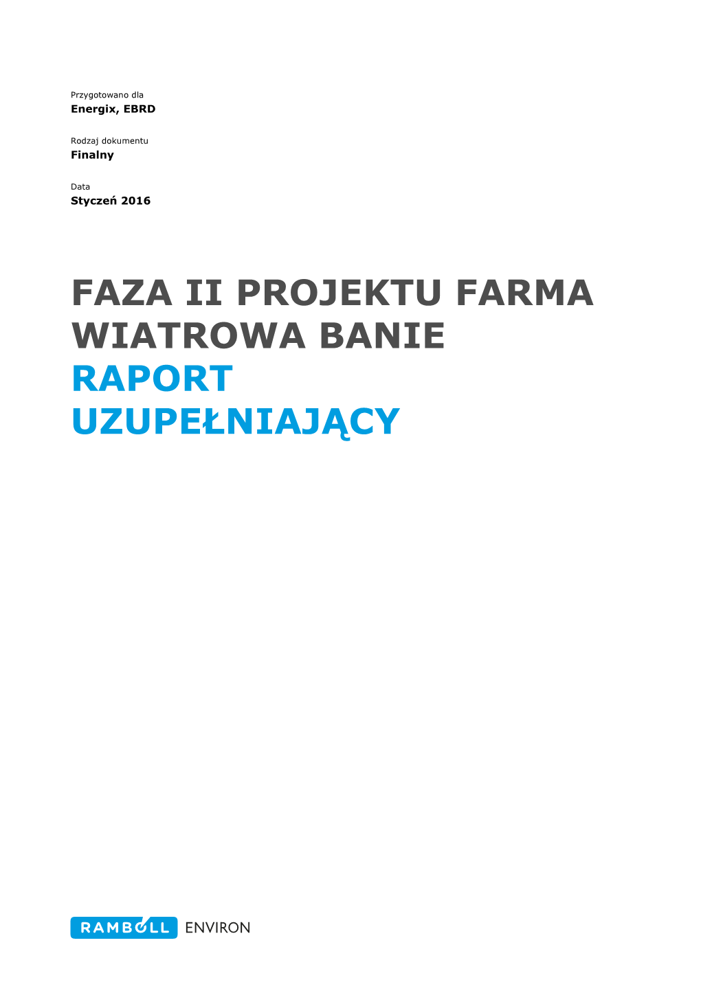 Faza Ii Projektu Farma Wiatrowa Banie Raport Uzupełniający