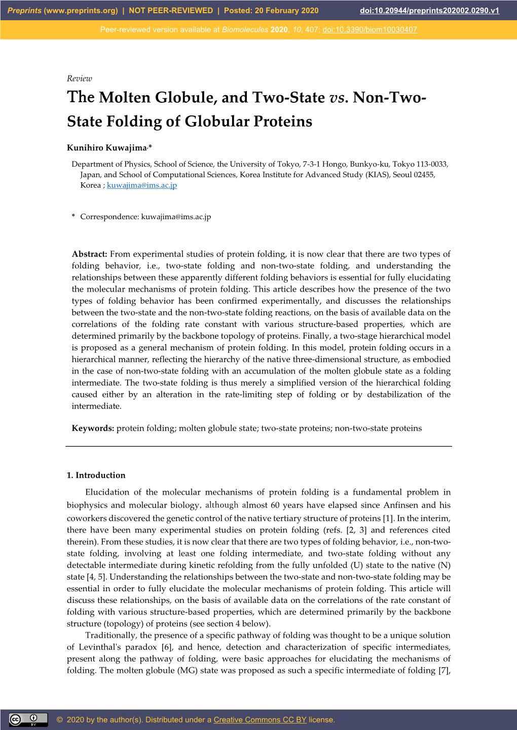 State Folding of Globular Proteins