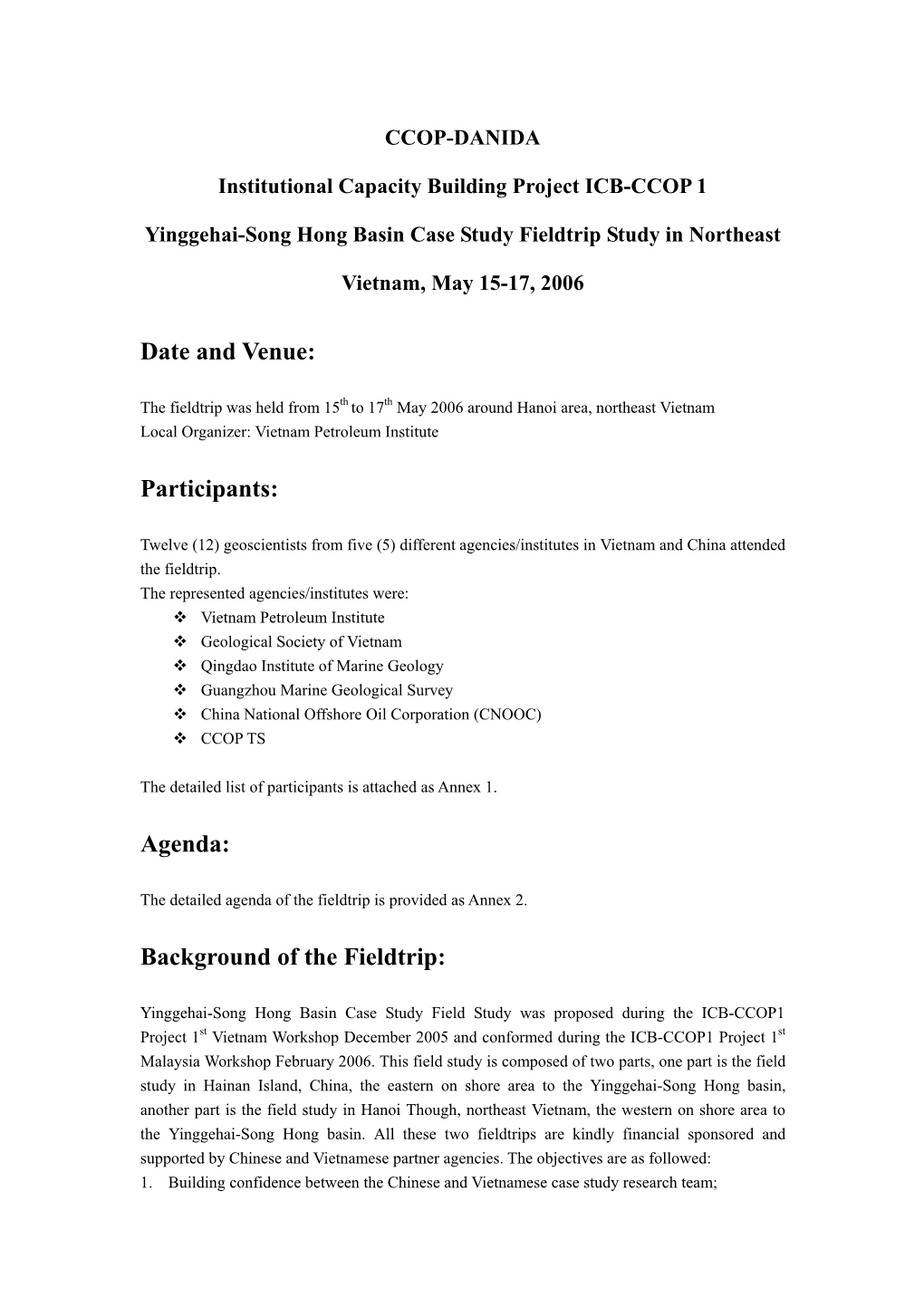 Yinggehai-Song Hong Basin Case Study Fieldtrip Study in Northeast