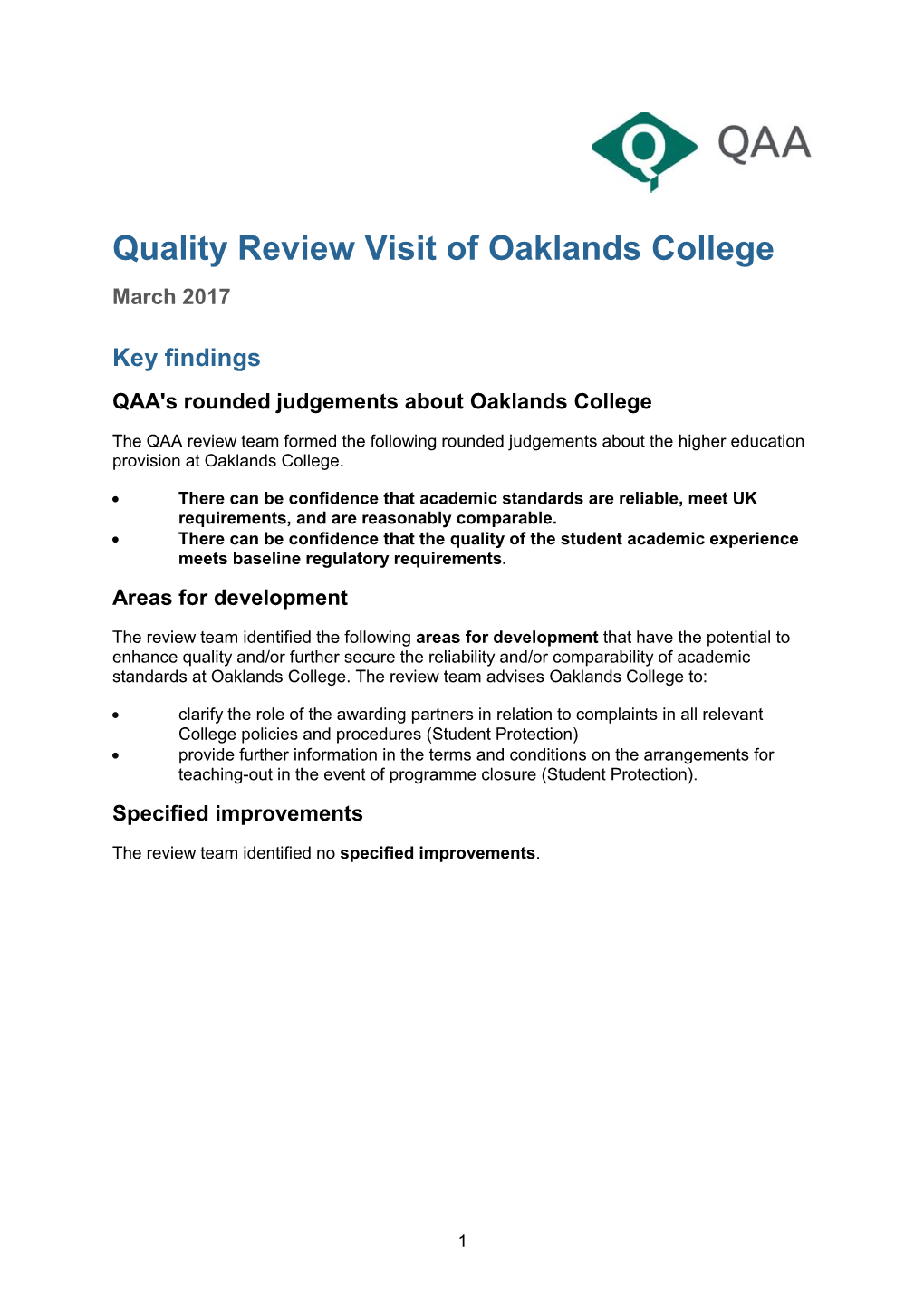 Oaklands College, March 2017