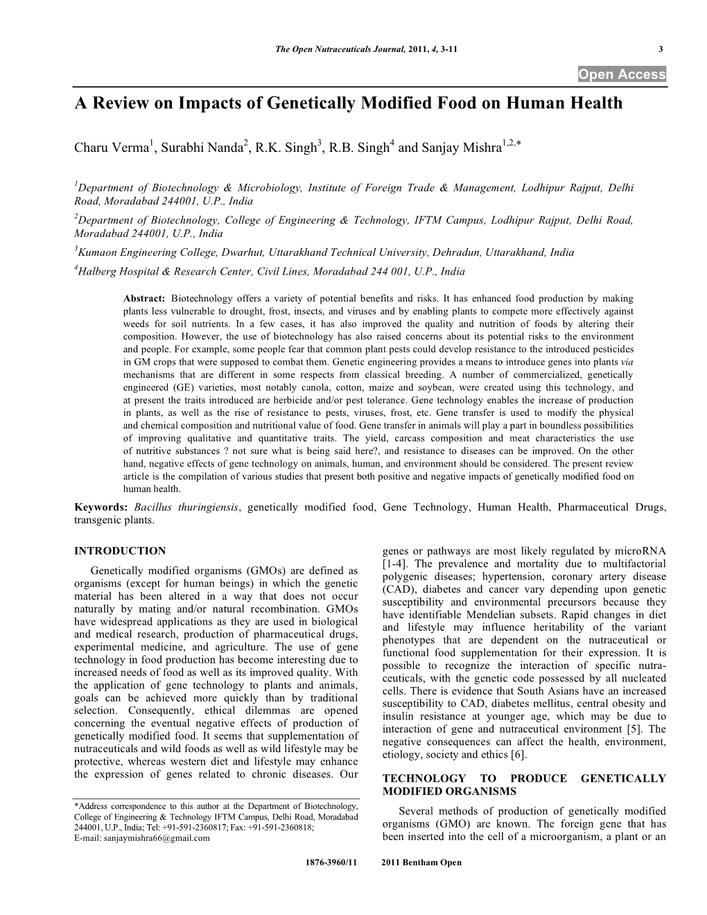 A Review on Impacts of Genetically Modified Food on Human Health