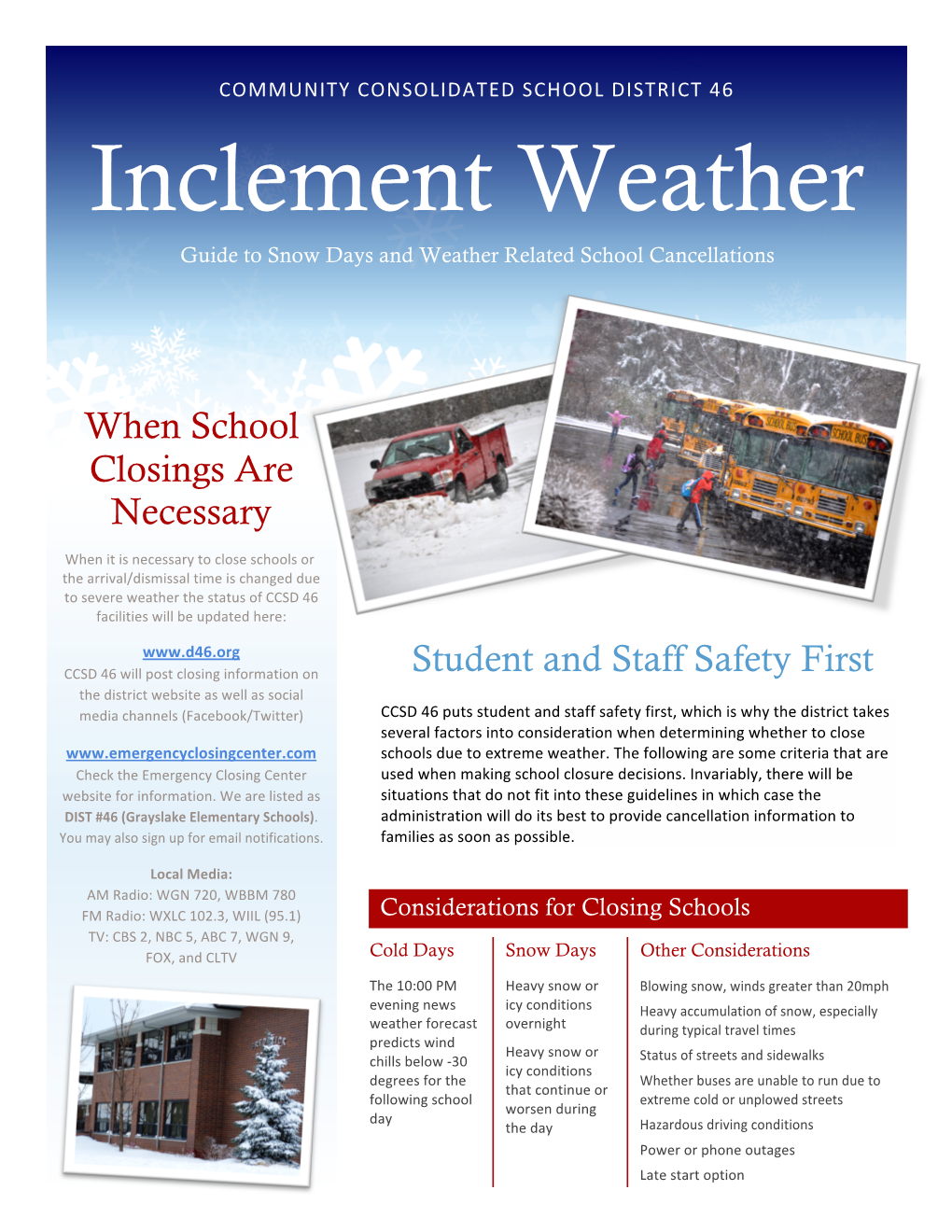 Inclement Weather Guide to Snow Days and Weather Related School Cancellations