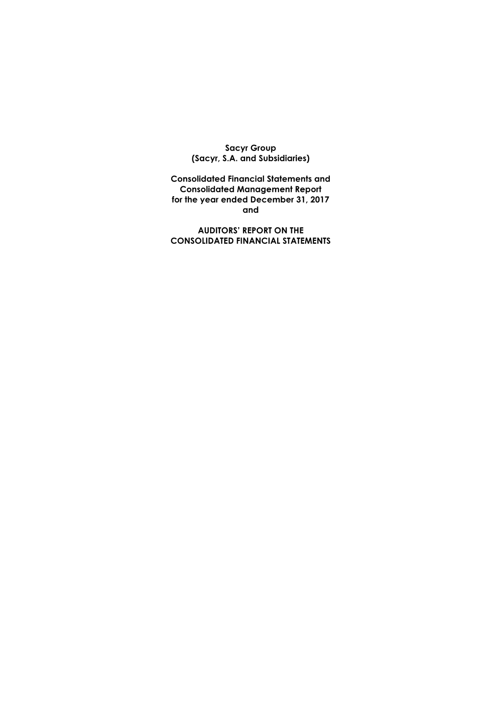 Consolidated Financial Statements and Consolidated Management Report for the Year Ended December 31, 2017 And