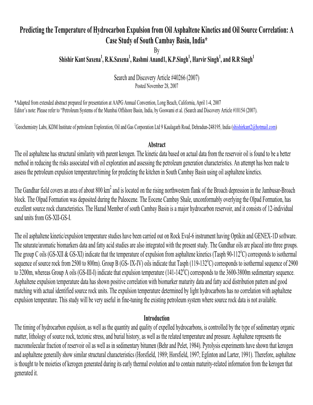 Predicting the Temperature of Hydrocarbon Expulsion from Oil