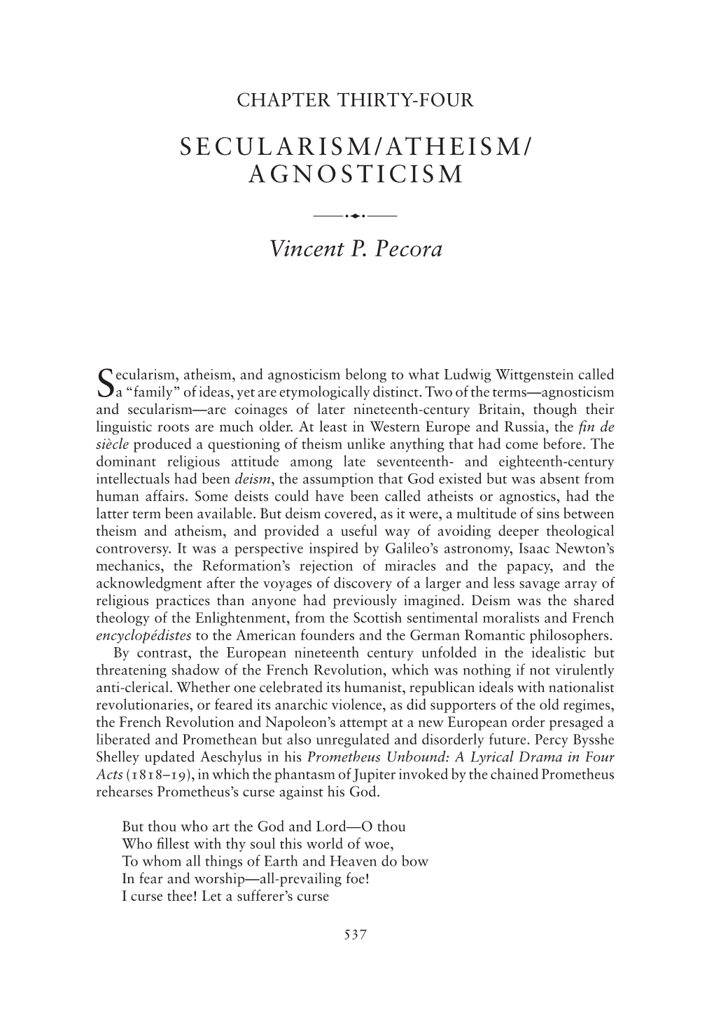 Secularism/Atheism/ Agnosticism