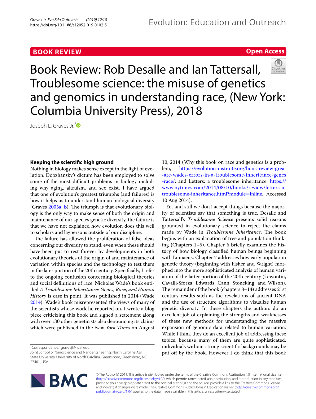 Book Review: Rob Desalle and Ian Tattersall, Troublesome Science: the Misuse of Genetics and Genomics in Understanding Race