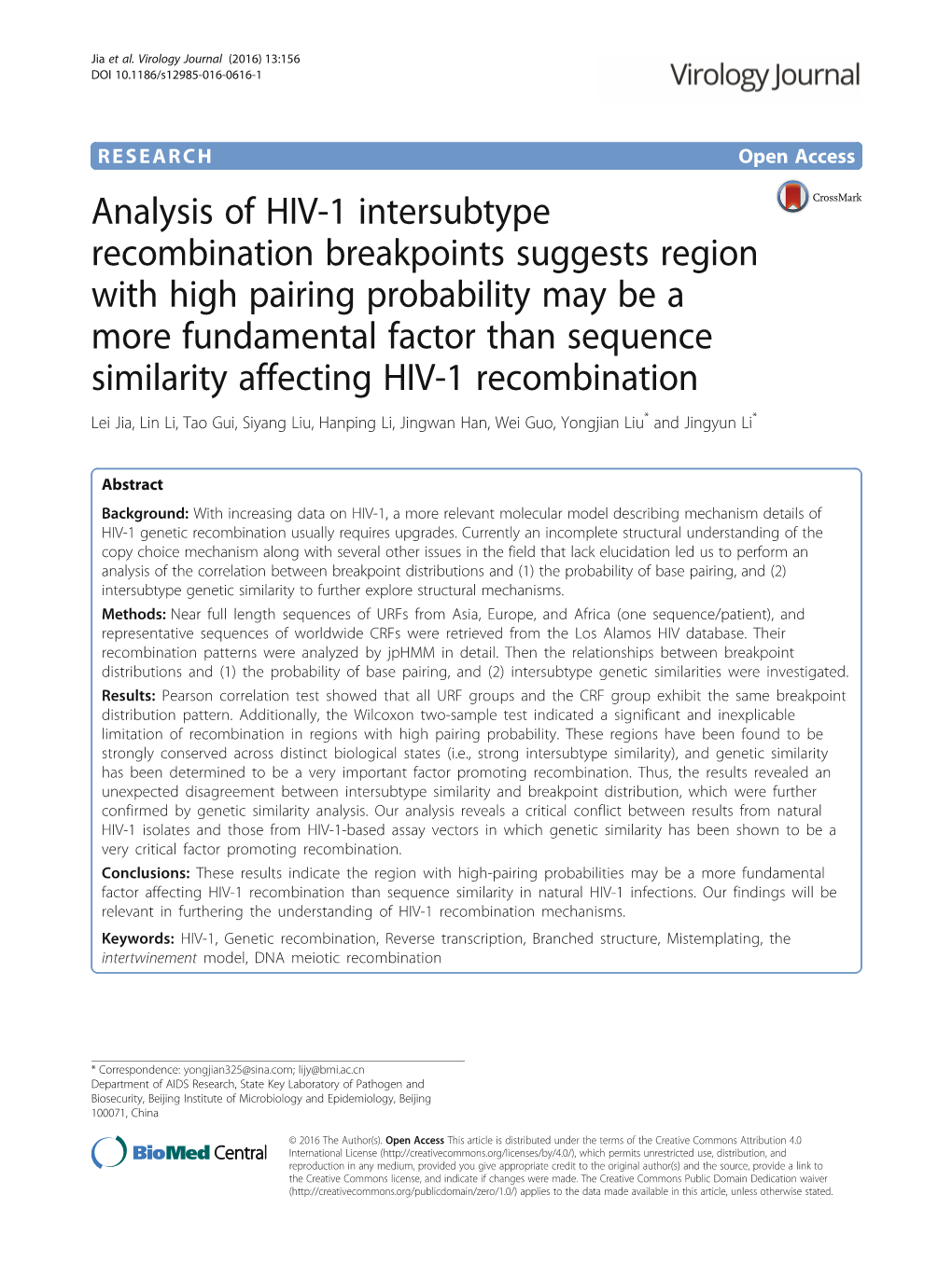 Analysis of HIV-1 Intersubtype Recombination Breakpoints