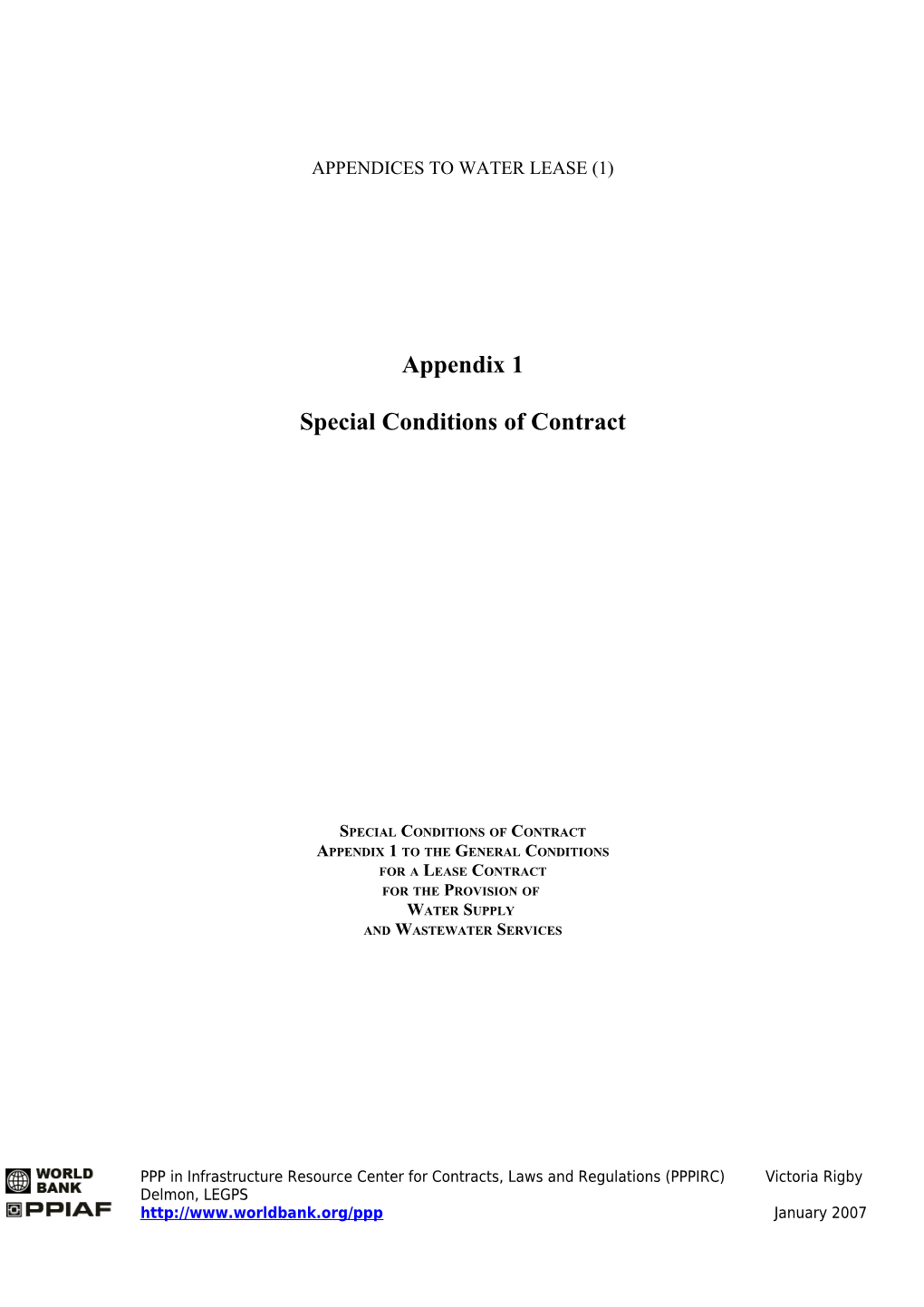 Contract Particulars Appendix