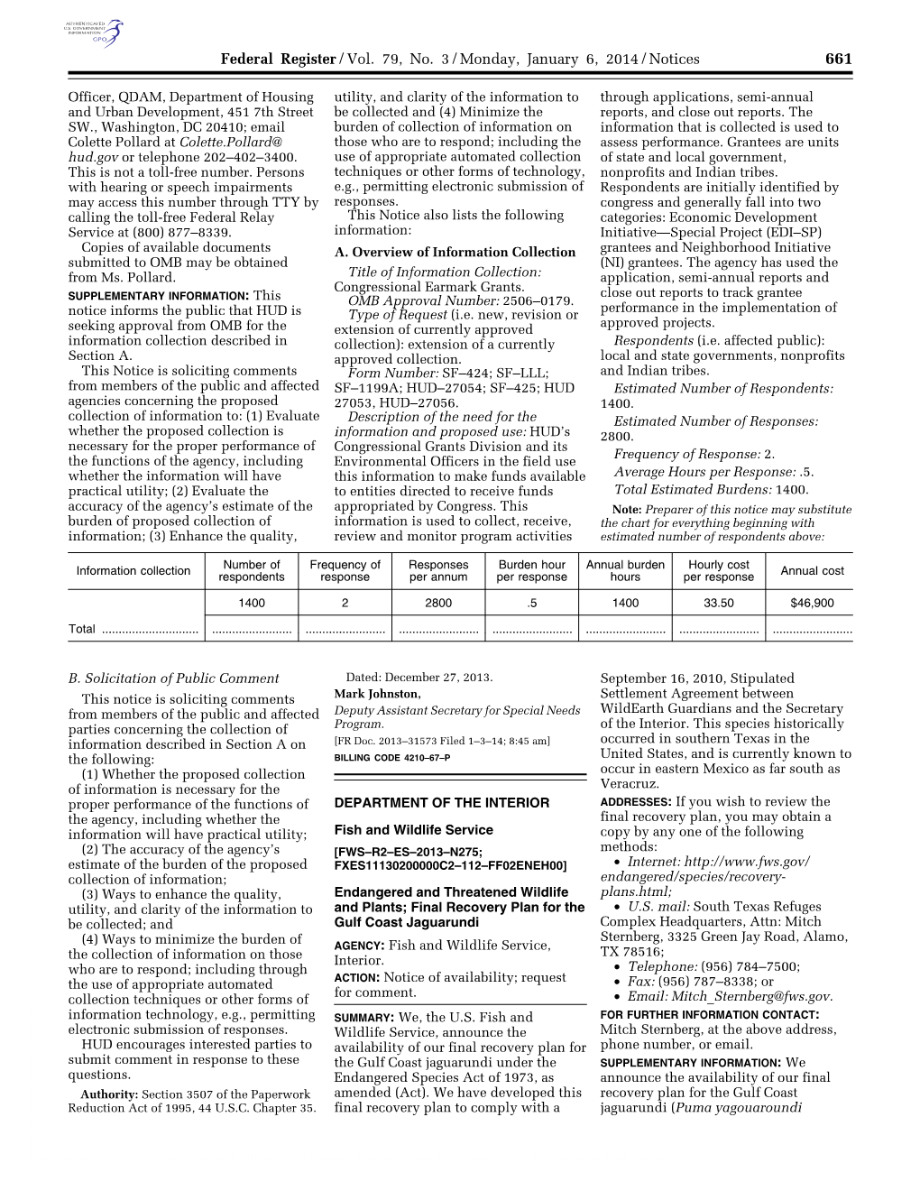 Federal Register/Vol. 79, No. 3/Monday, January 6, 2014