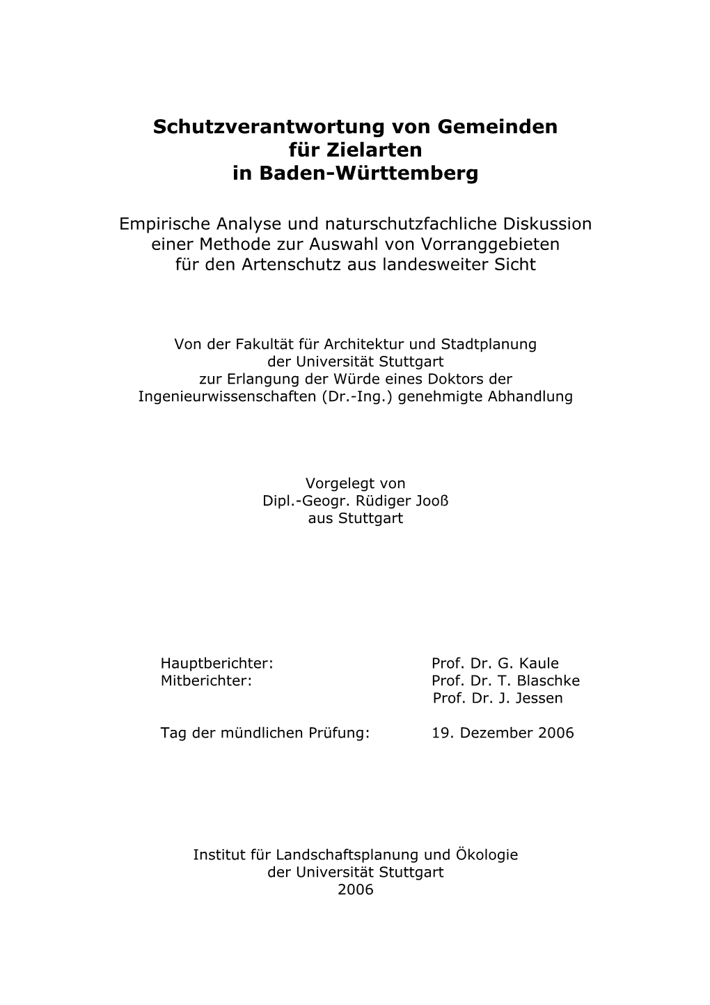 Schutzverantwortung Von Gemeinden Für Zielarten in Baden-Württemberg
