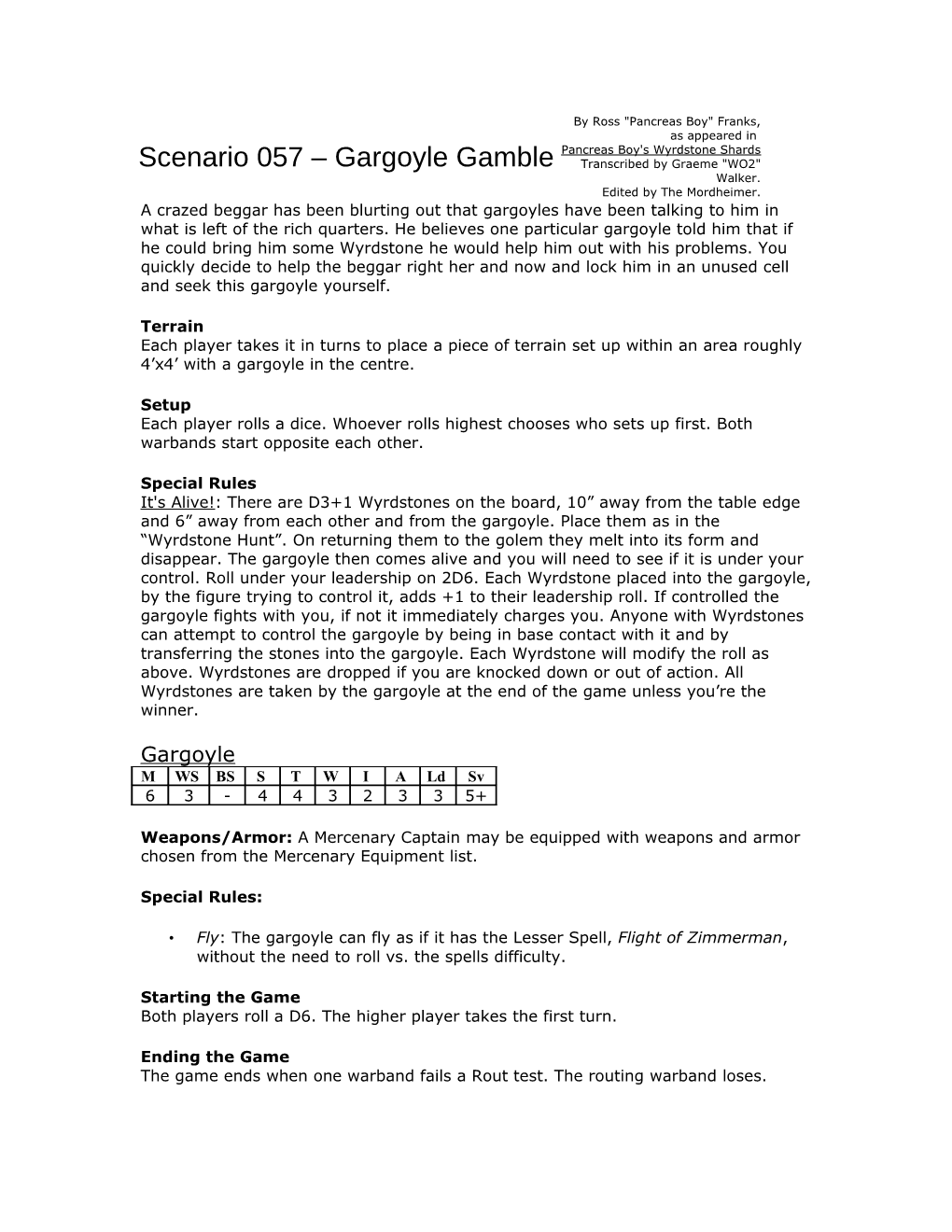 Gargoyle Gamble Transcribed by Graeme 