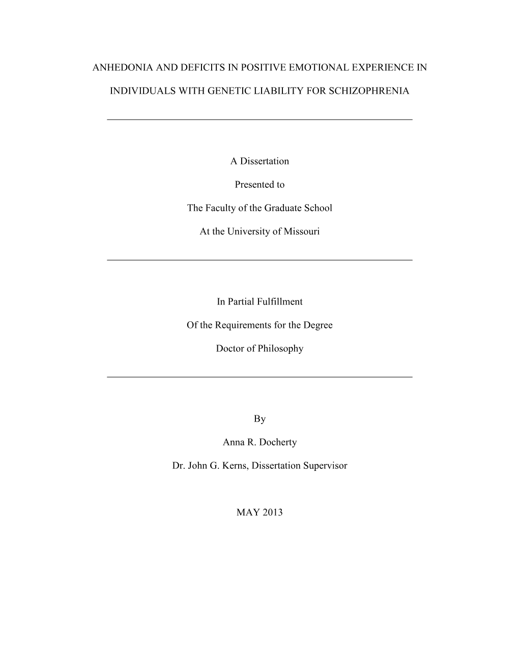 Anhedonia and Deficits in Positive Emotional Experience In