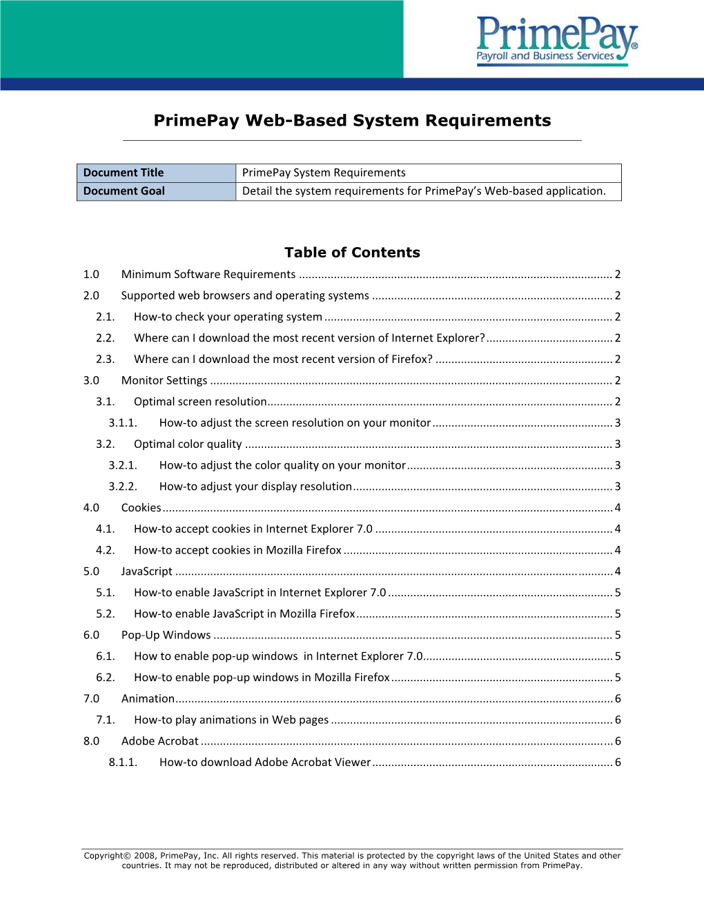 Minimum Software Requirements