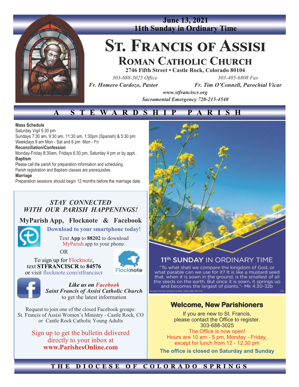 St. Francis of Assisi Roman Catholic Church 2746 Fifth Street • Castle Rock, Colorado 80104 303-688-3025 Office 303-405-6808 Fax Fr