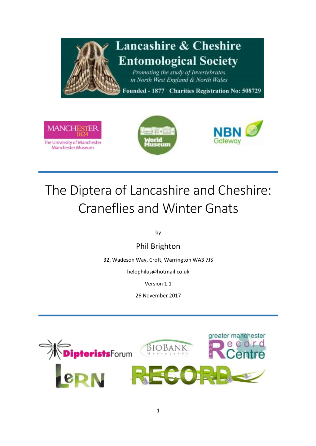 The Diptera of Lancashire and Cheshire: Craneflies and Winter Gnats