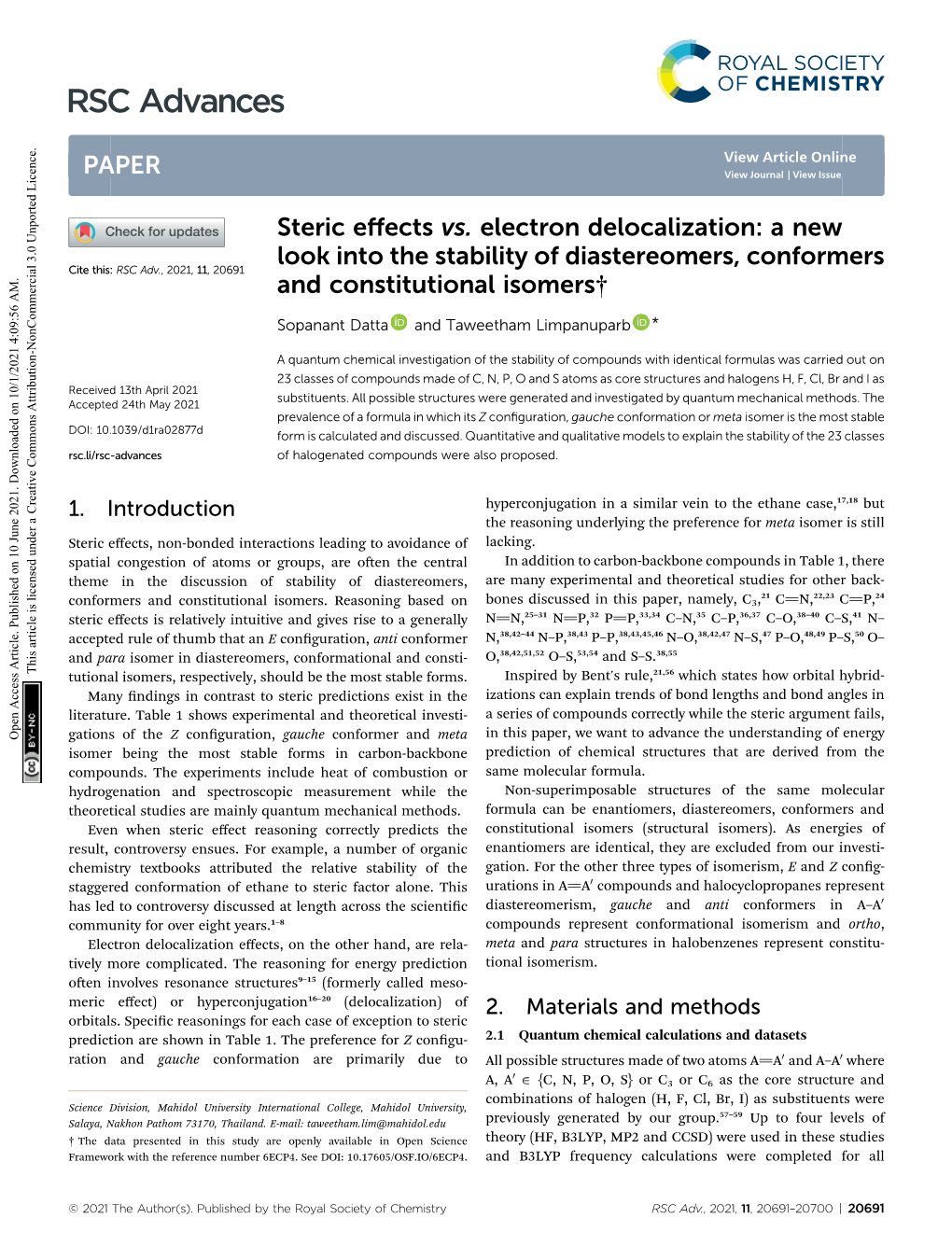 Steric Effects Vs. Electron Delocalization