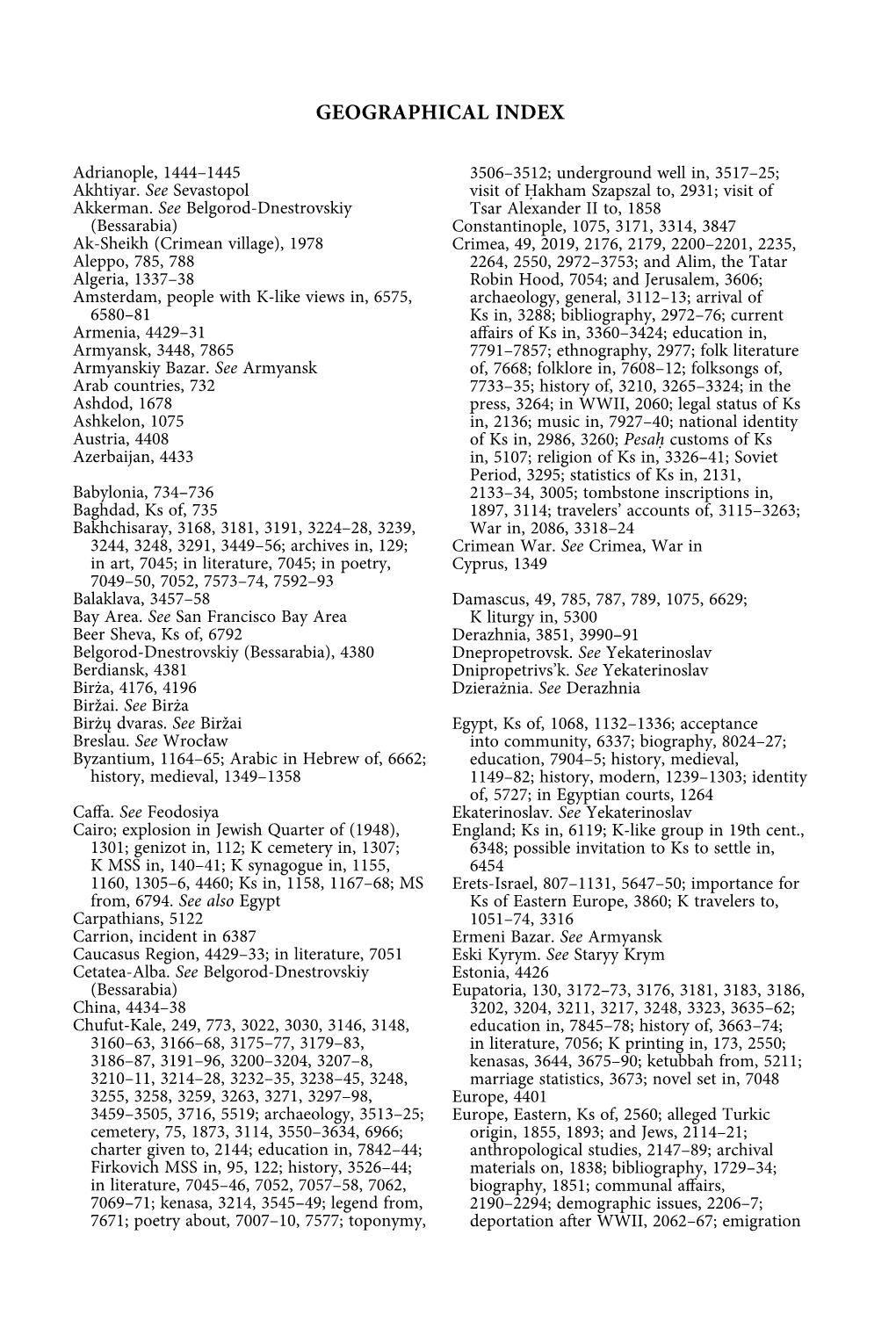 Geographical Index