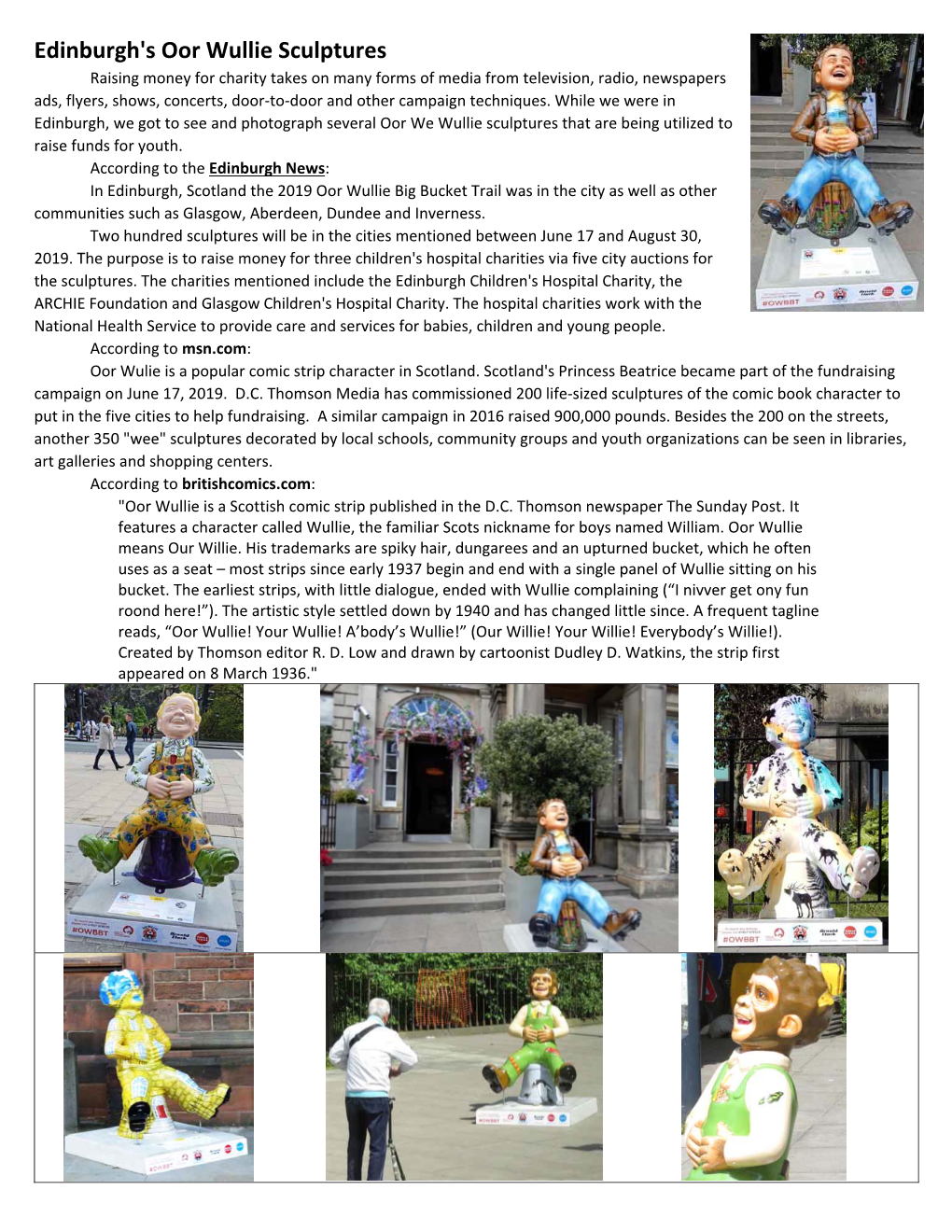 Edinburgh's Oor Wullie Sculptures