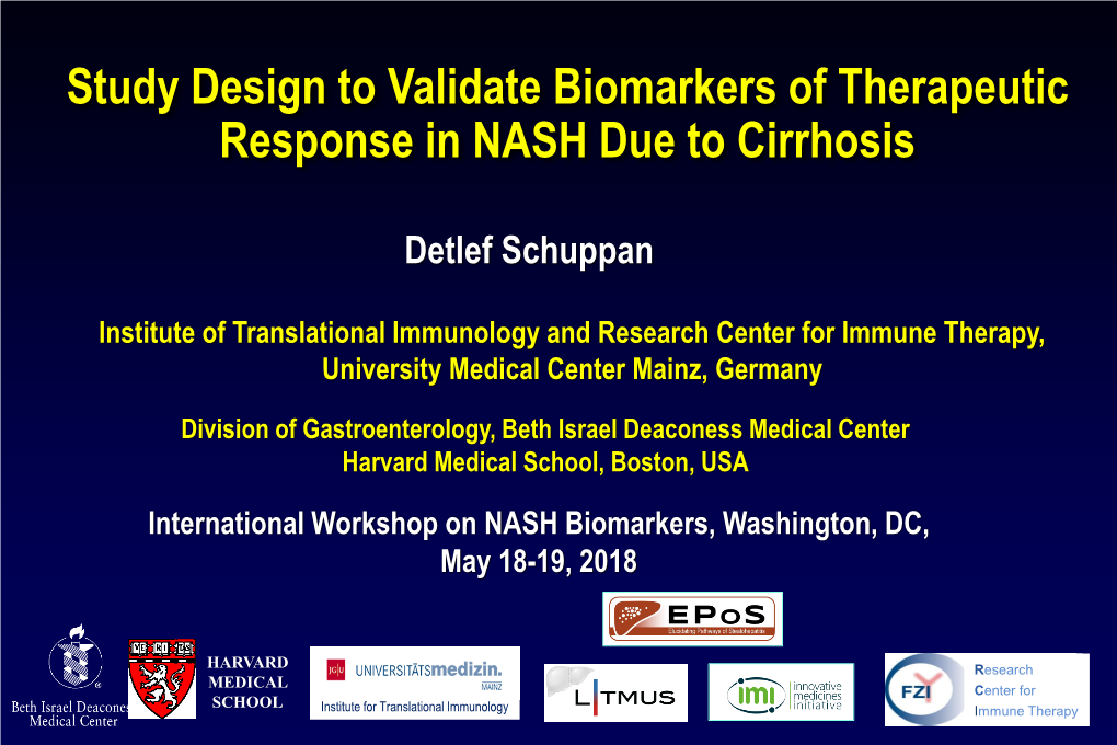 Study Design to Validate Biomarkers of Therapeutic Response in NASH Due to Cirrhosis