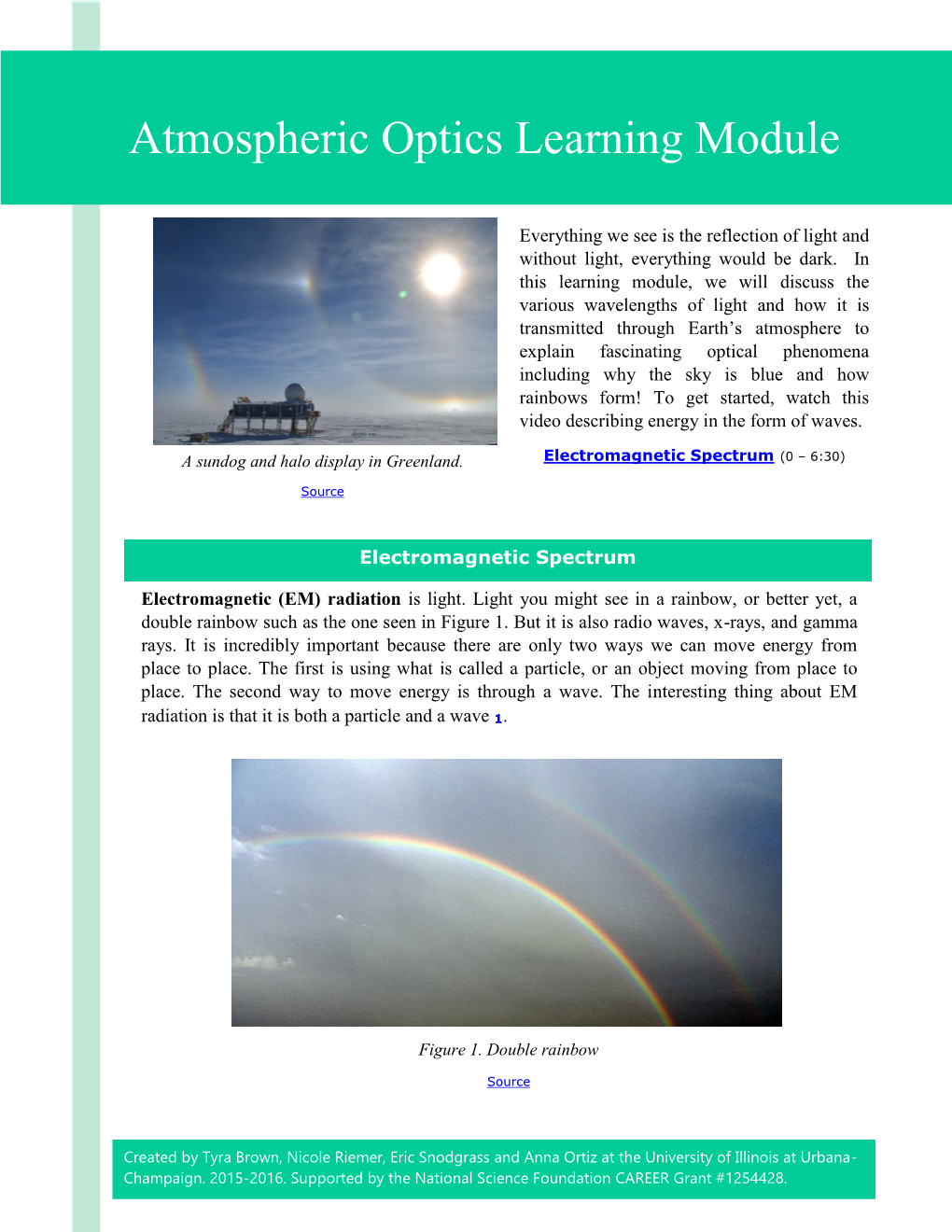 Atmospheric Optics Learning Module