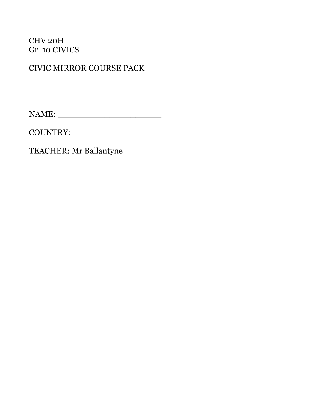 Civic Mirror Course Pack