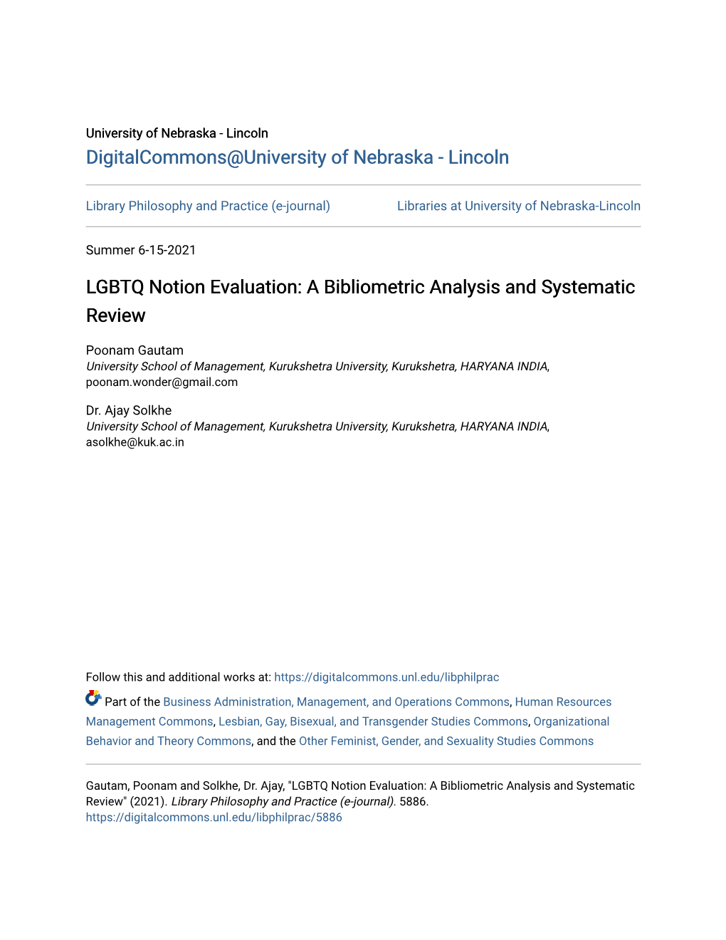 LGBTQ Notion Evaluation: a Bibliometric Analysis and Systematic Review