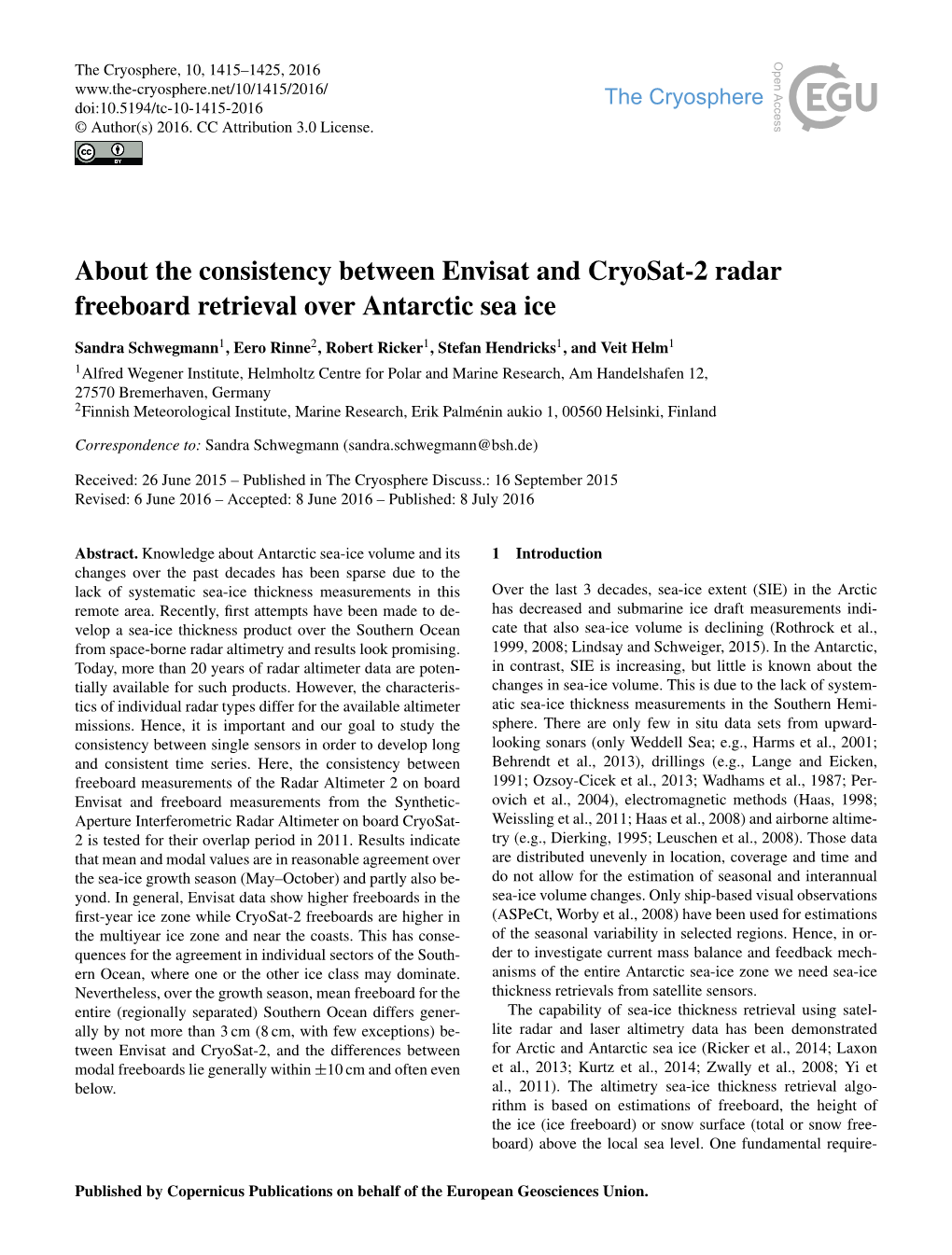 About the Consistency Between Envisat and Cryosat-2 Radar Freeboard Retrieval Over Antarctic Sea Ice