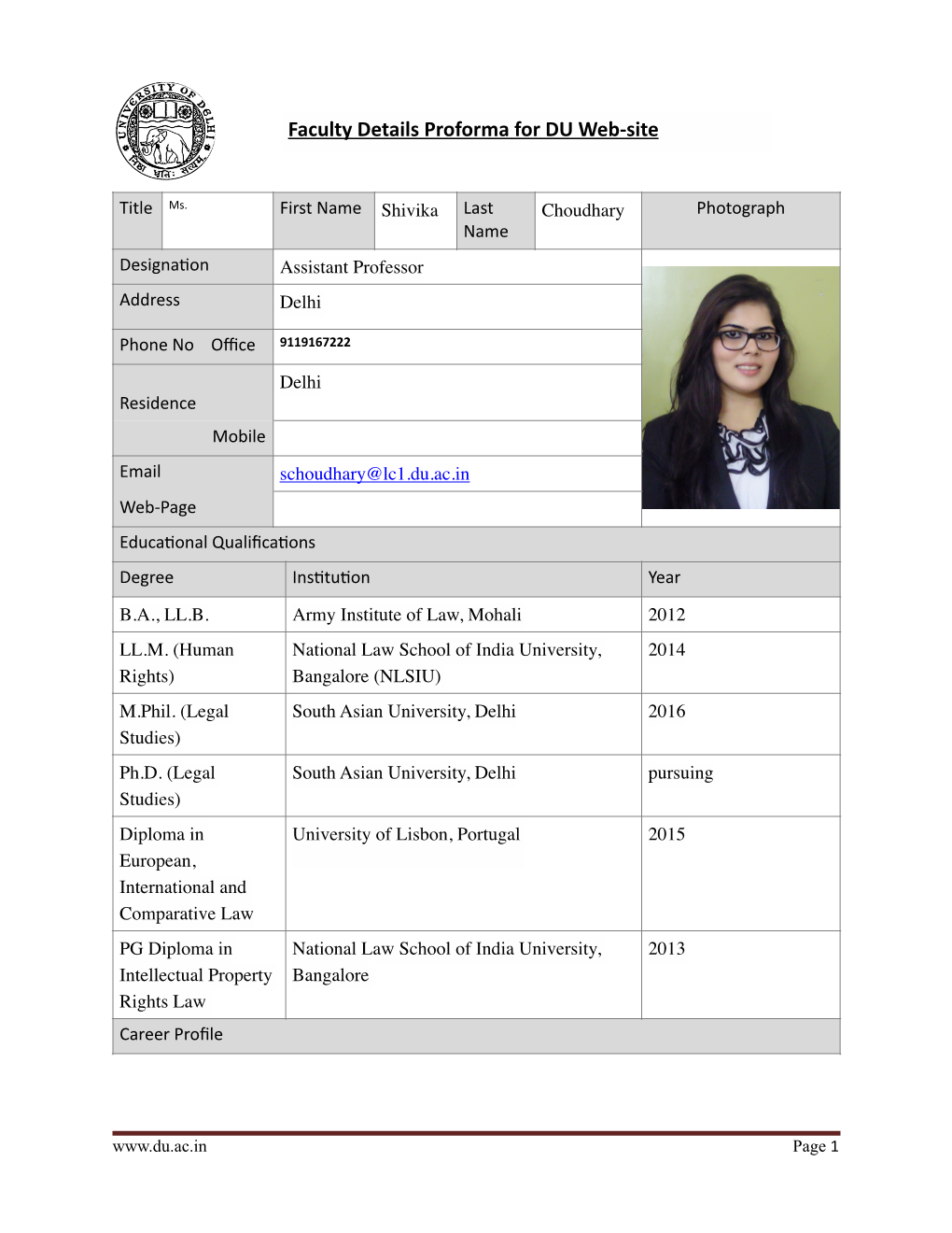 Faculty Proforma Shivika 2020