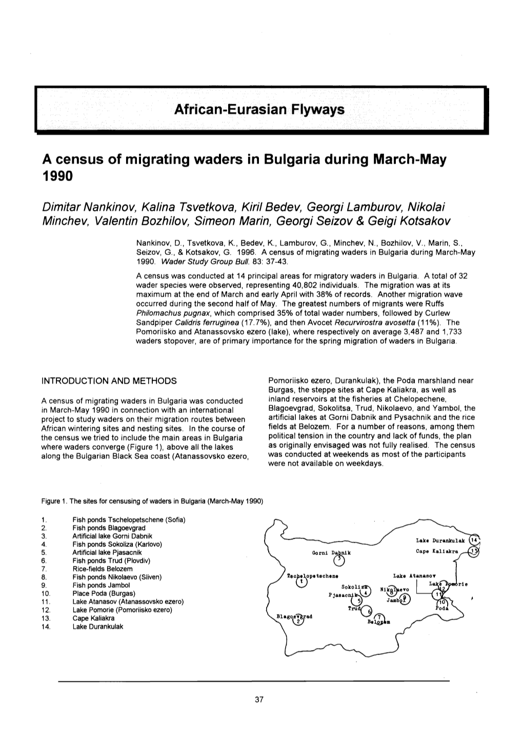 A Census of Migrating Waders in Bulgaria During March&Ndash