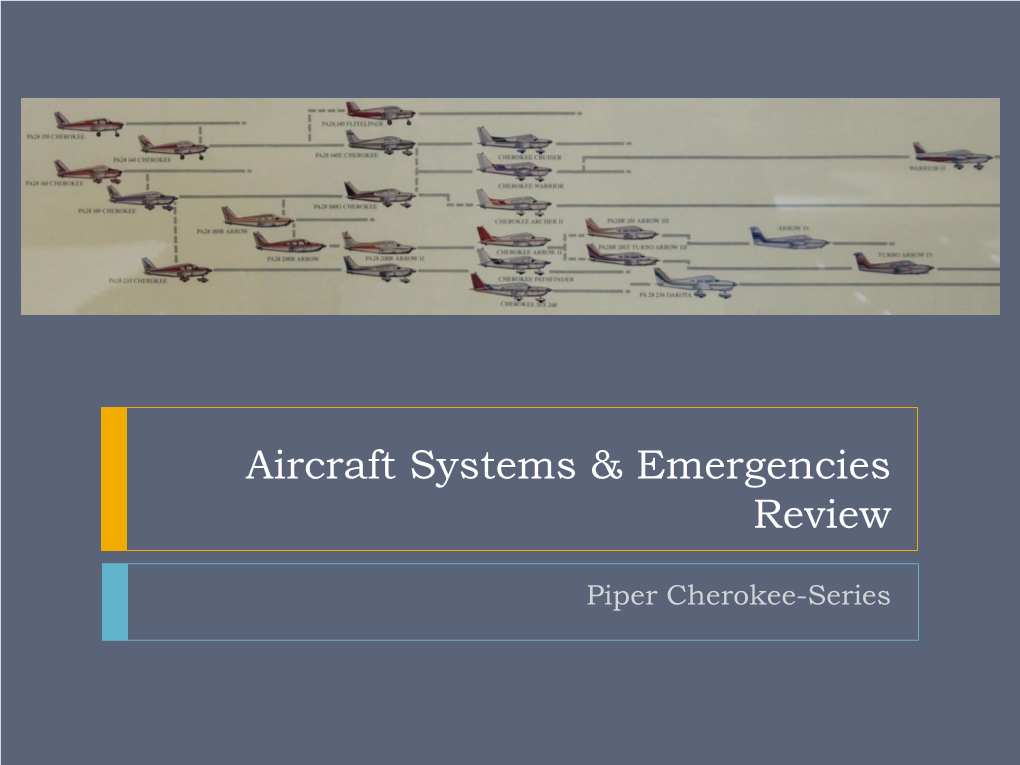 Piper Cherokee-Series Piper PA-28 “Cherokee” Series Overview