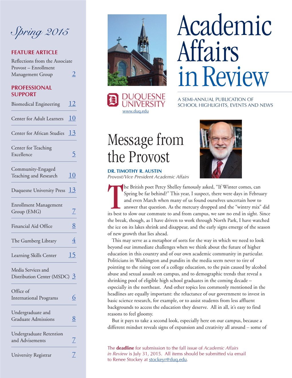 Academic Affairs in Review Spring 2015