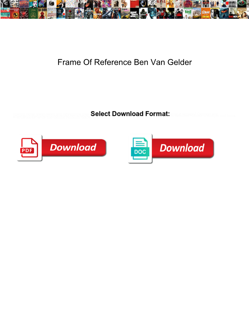 Frame of Reference Ben Van Gelder