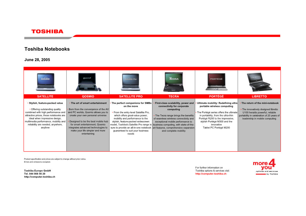 Toshiba Notebooks