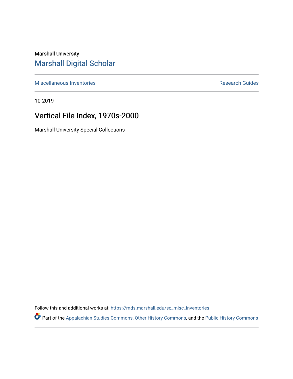 Vertical File Index, 1970S-2000