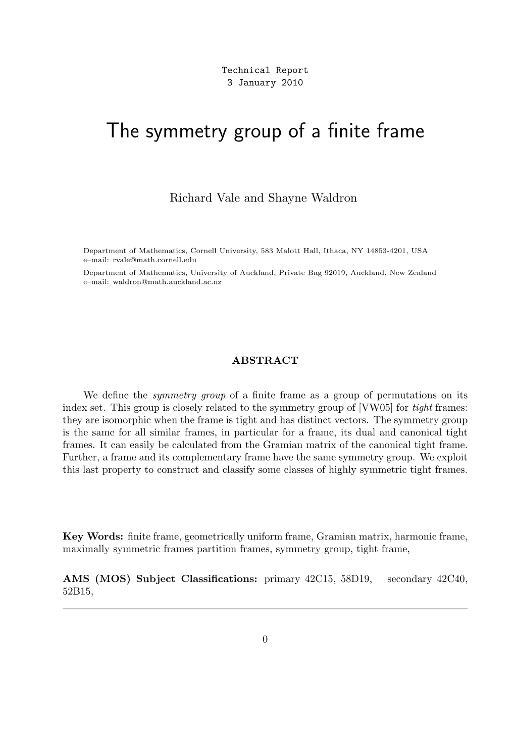 The Symmetry Group of a Finite Frame