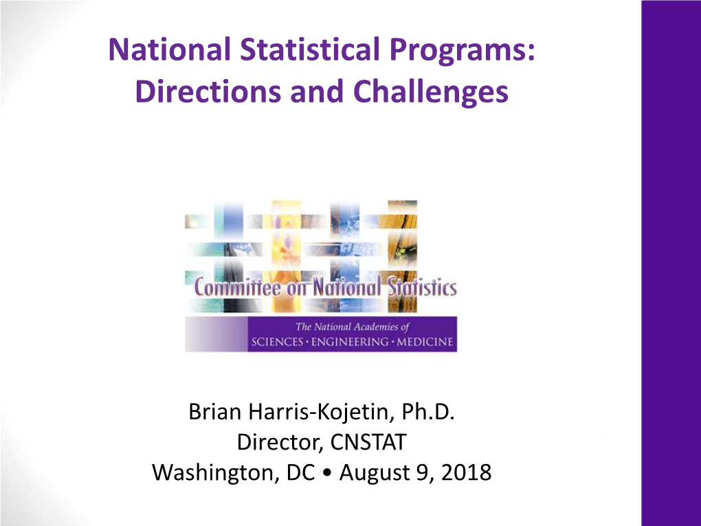 National Statistical Programs: Directions and Challenges