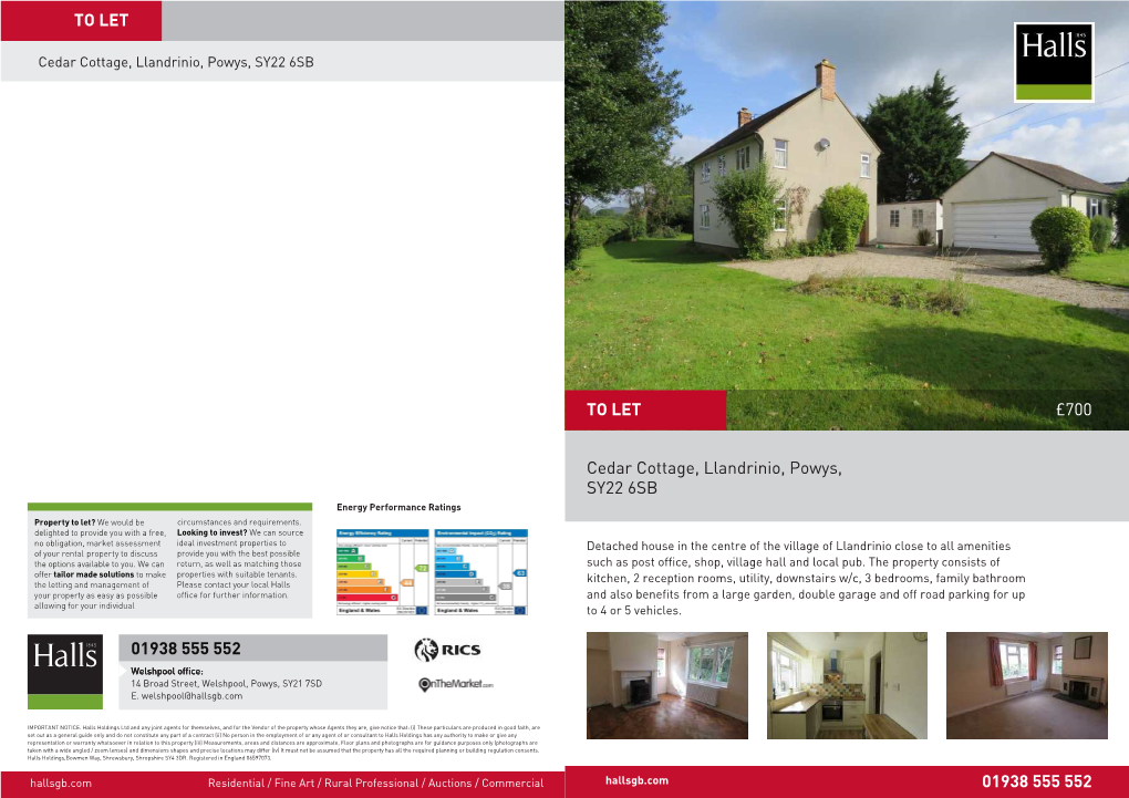 700 Cedar Cottage, Llandrinio, Powys, SY22 6SB 01938