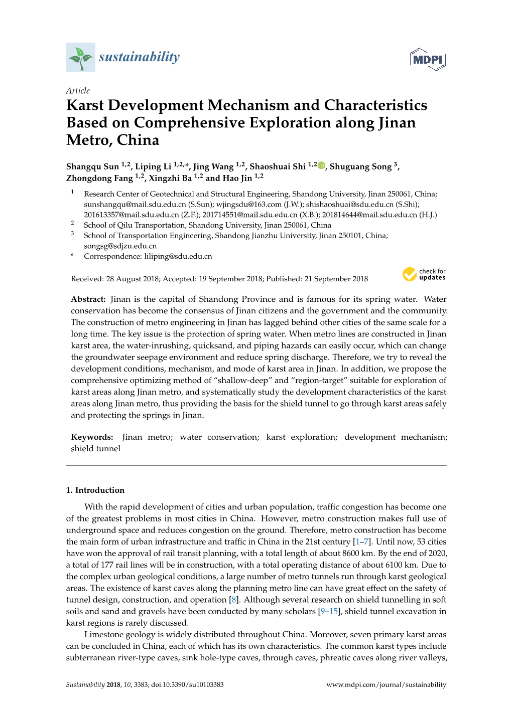 Karst Development Mechanism and Characteristics Based on Comprehensive Exploration Along Jinan Metro, China