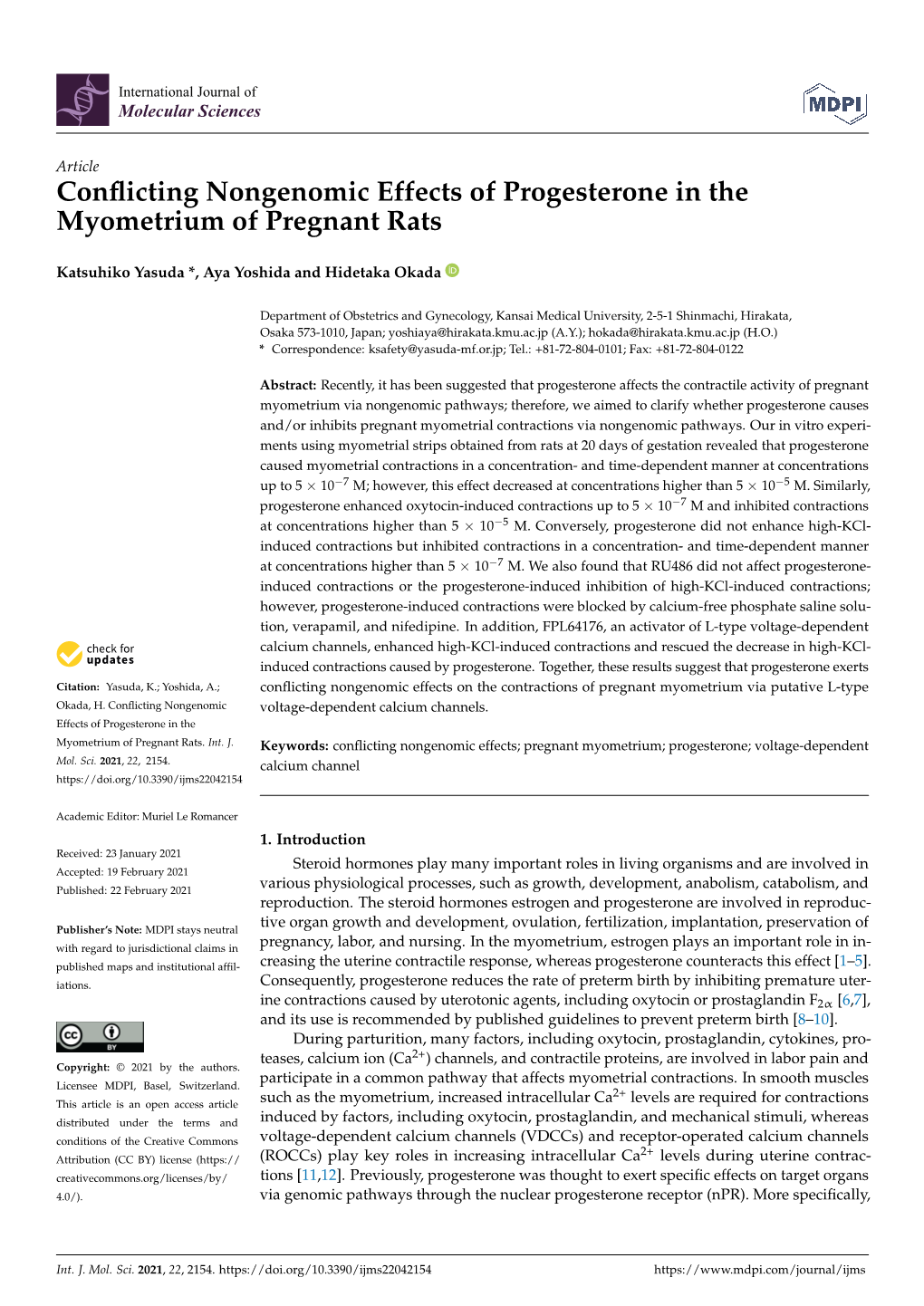 Conflicting Nongenomic Effects of Progesterone in the Myometrium Of