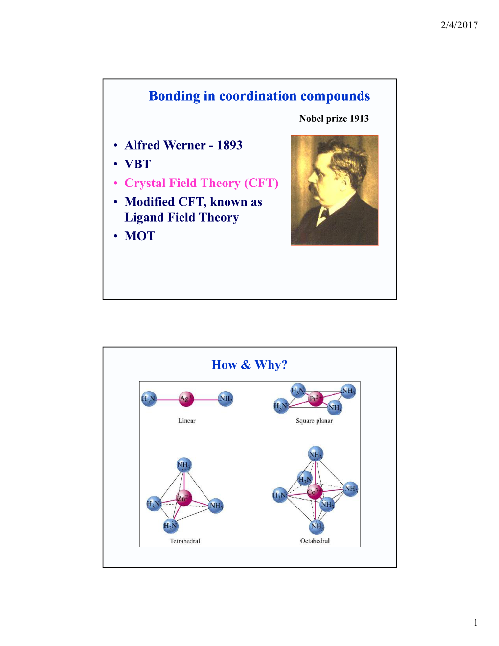 Bonding in Coordination Compounds