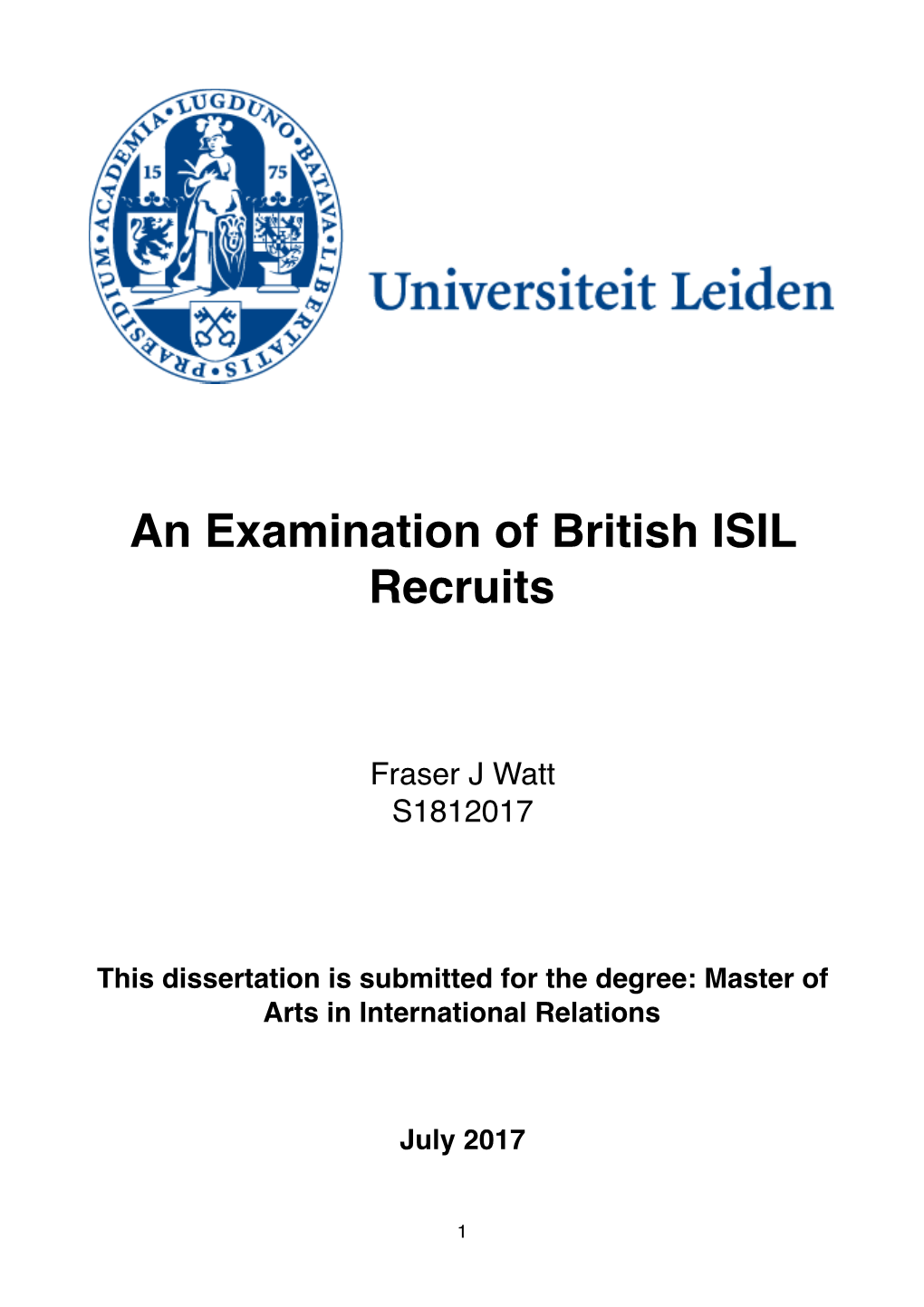 An Examination of British ISIL Recruits