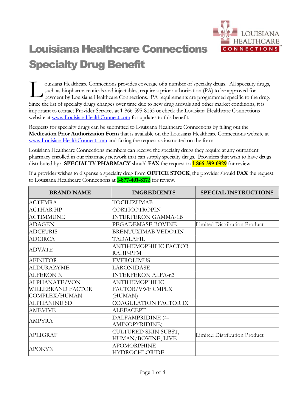 Specialty Drug Benefit Document